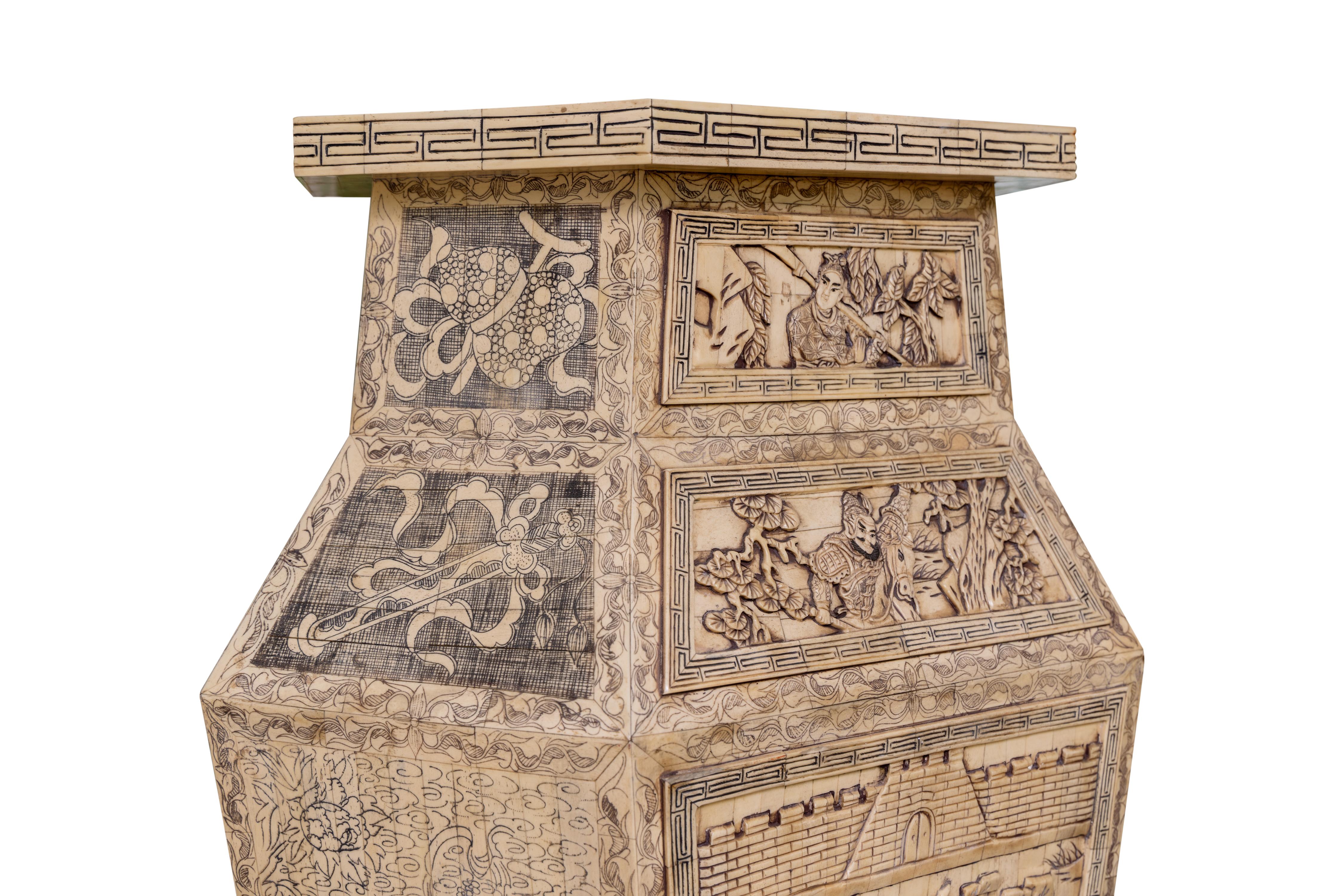 Pair of Monumental Oversized Bone Pedestals With Intricate Detail Design For Sale 2