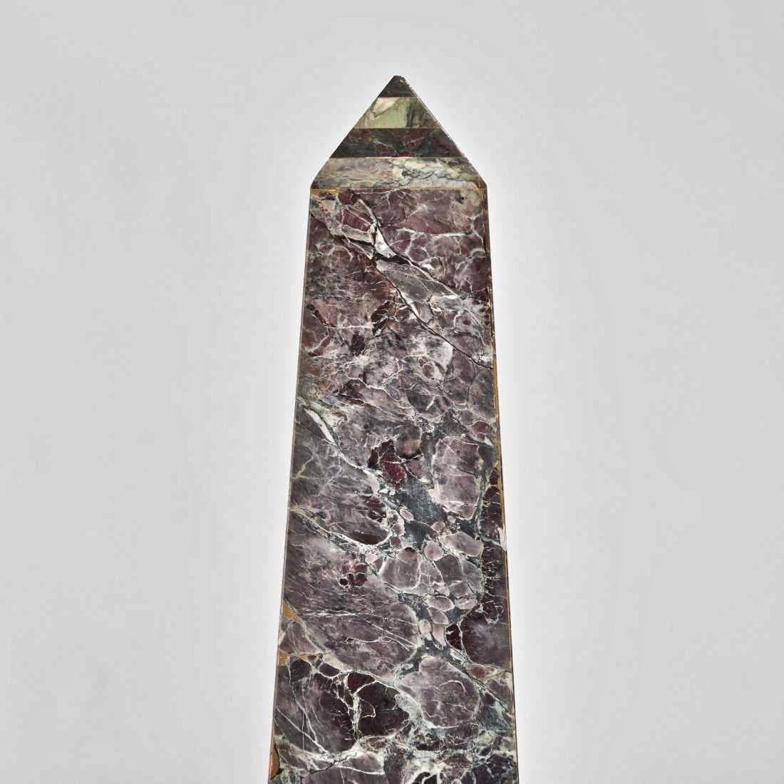 Neoclassical Pair of Monumental Pietra Dura Grand Tour Marble Obelisks, 19th Century For Sale