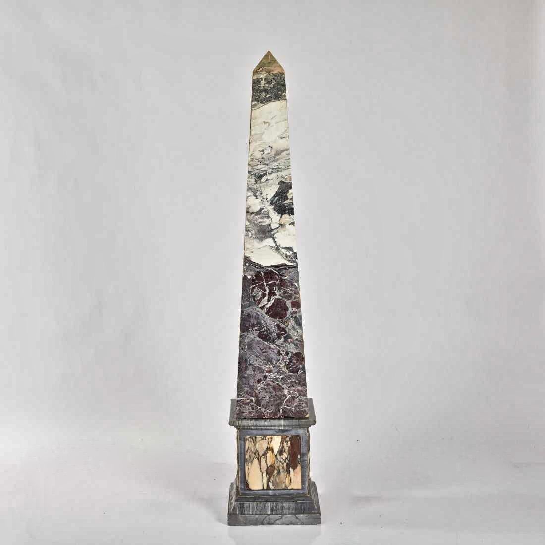 Pair of Monumental Pietra Dura Grand Tour Marble Obelisks, 19th Century In Good Condition For Sale In Essex, MA