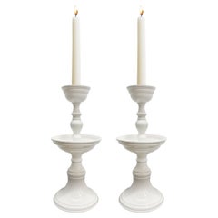 Pair of Monumental Porcelain Candlesticks