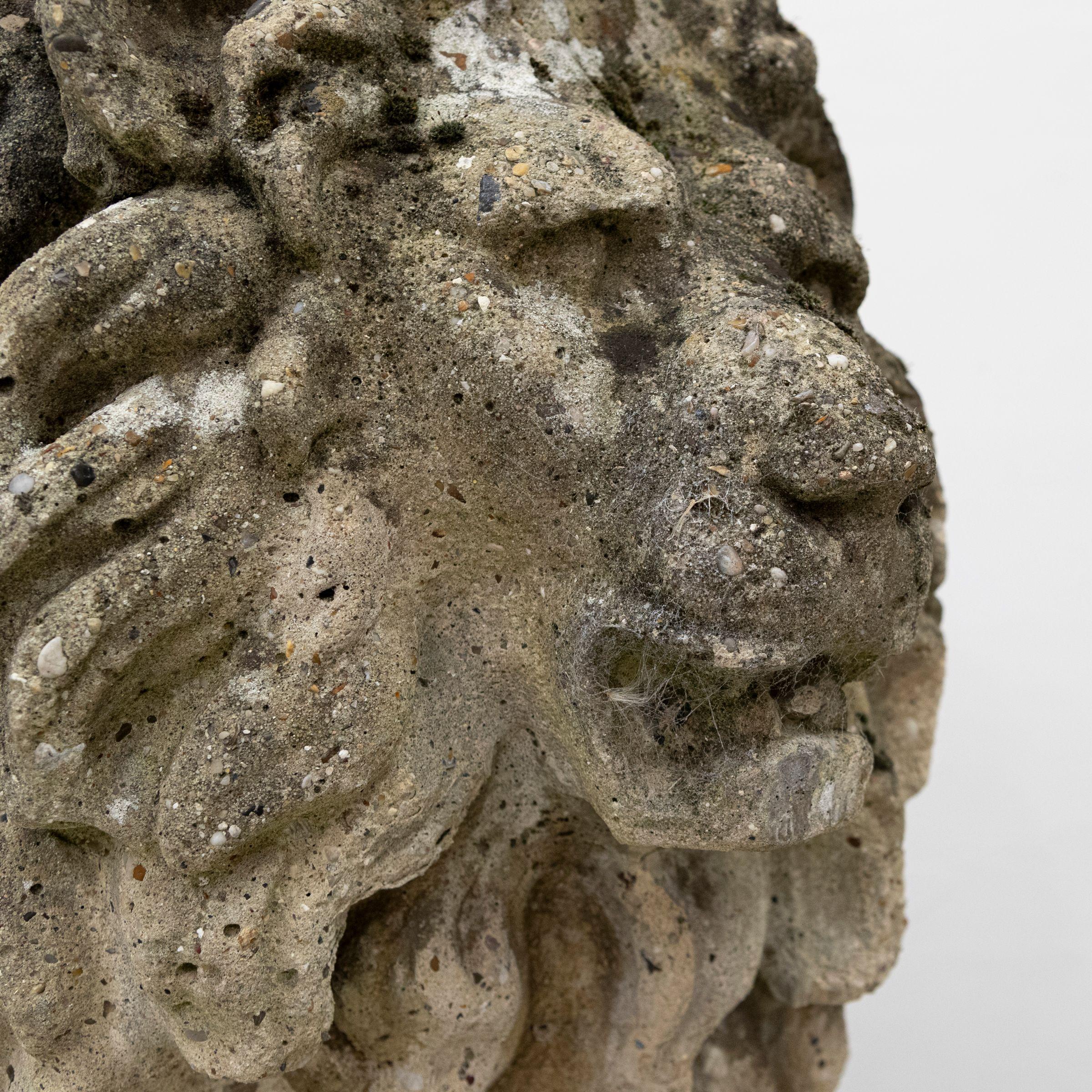Pair of Monumental Reclaimed Stone Lions For Sale 6