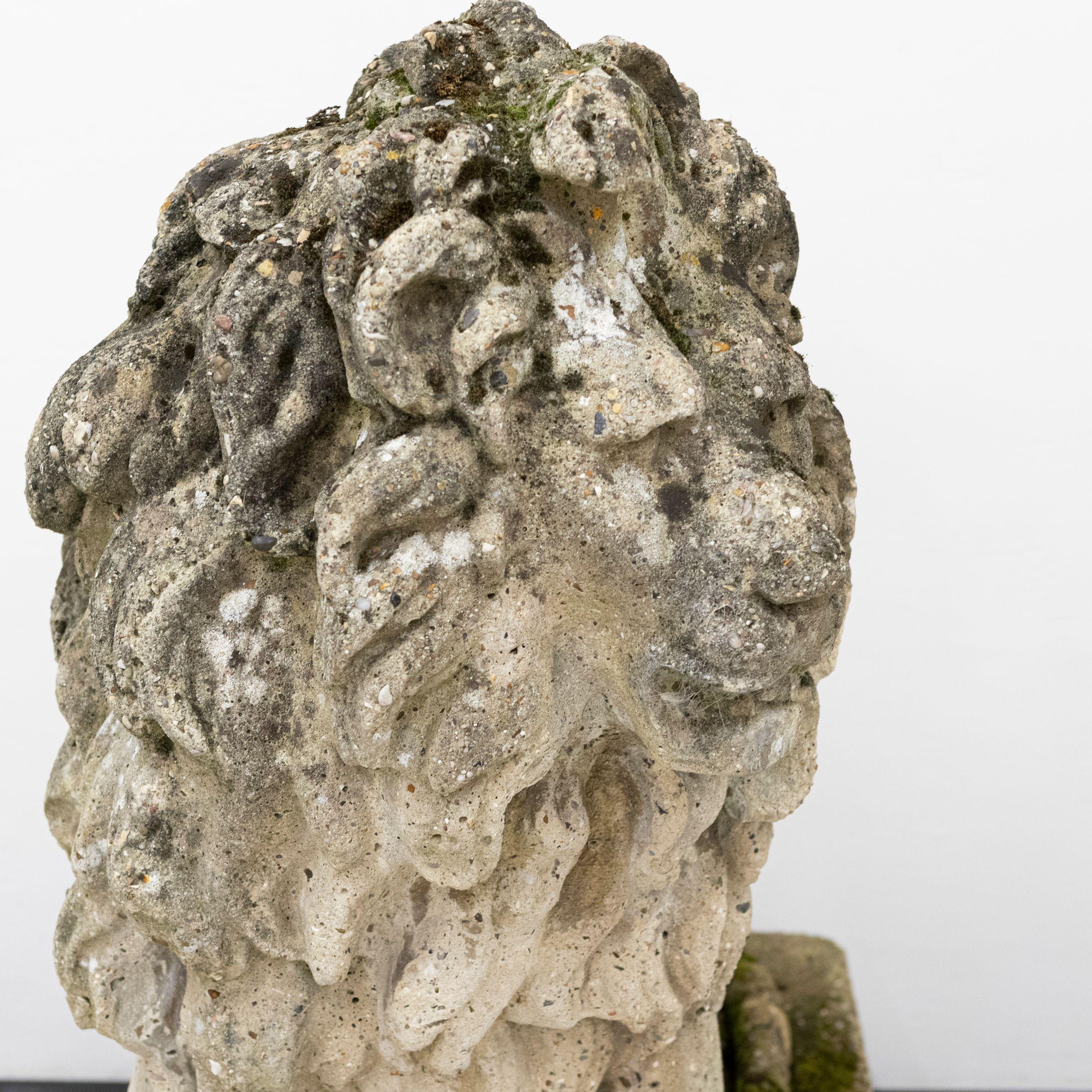 20th Century Pair of Monumental Reclaimed Stone Lions For Sale