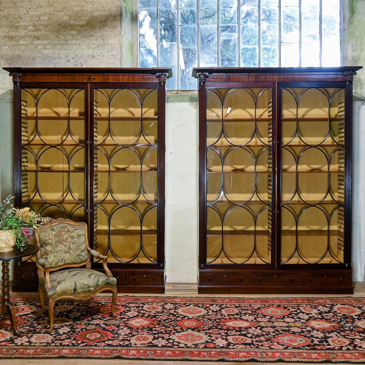 Coppia di monumentali librerie ovali Regency in mogano smaltato, 1810 ca. in vendita 12