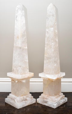Pair of Monumental Rock Crystal Obelisks