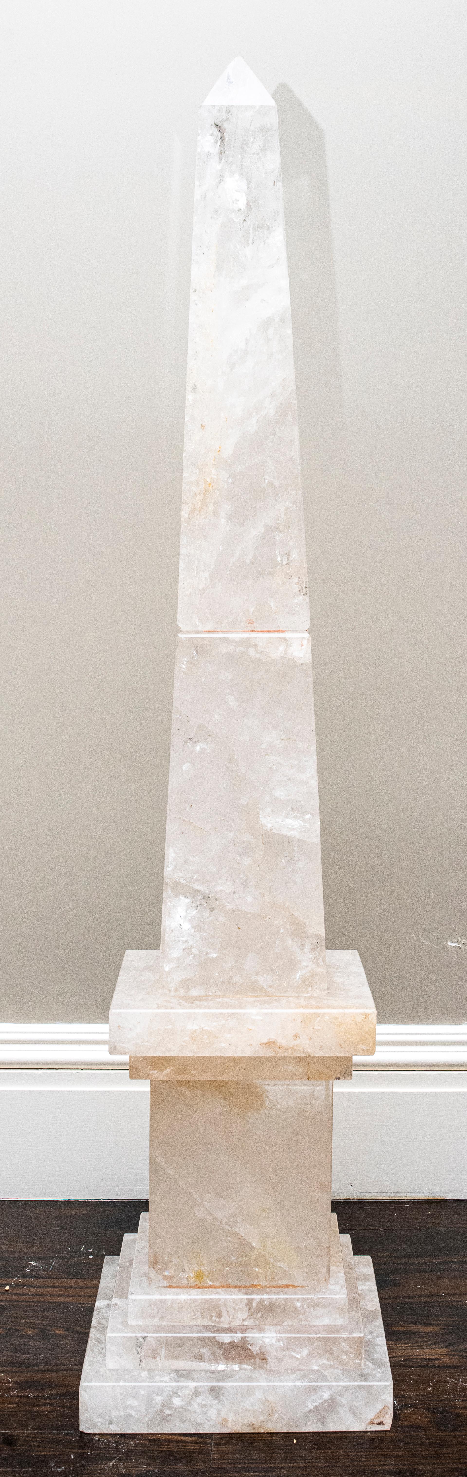 Pair of Monumental Rock Crystal Obelisks In Good Condition In New York, NY