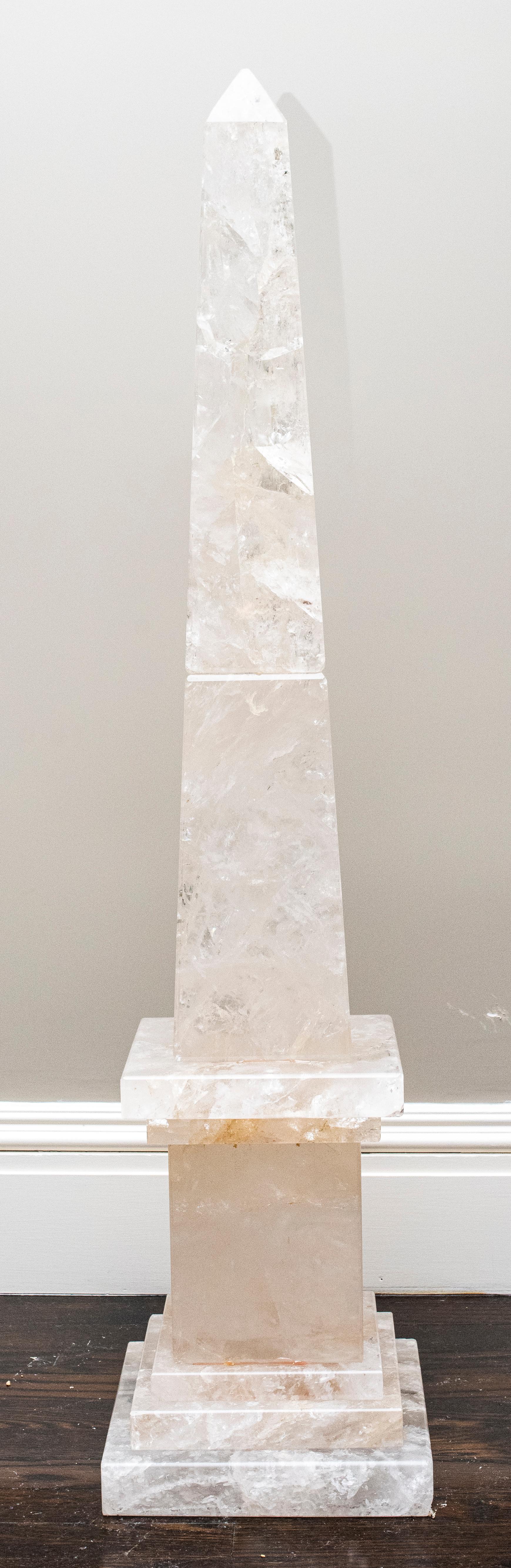 Pair of Monumental Rock Crystal Obelisks 1