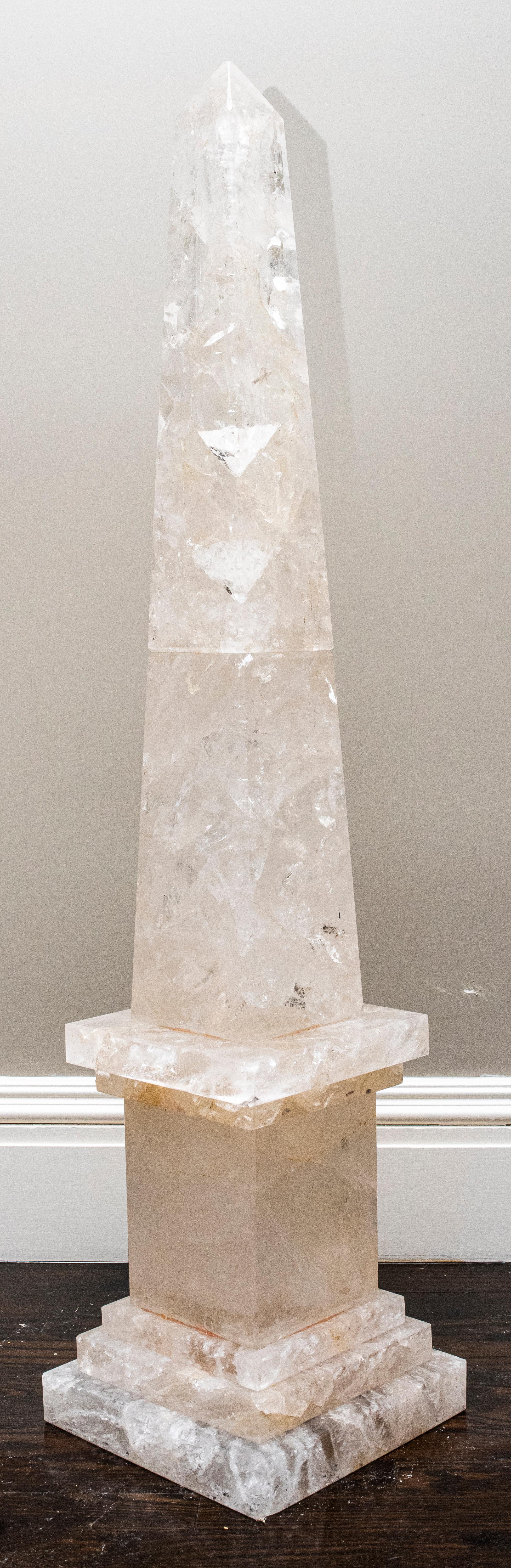 Pair of Monumental Rock Crystal Obelisks 2