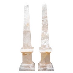 Pair of Monumental Rock Crystal Obelisks