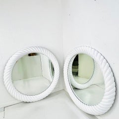 Pair of Monumental Round Faux Twisted Rope Mirrors
