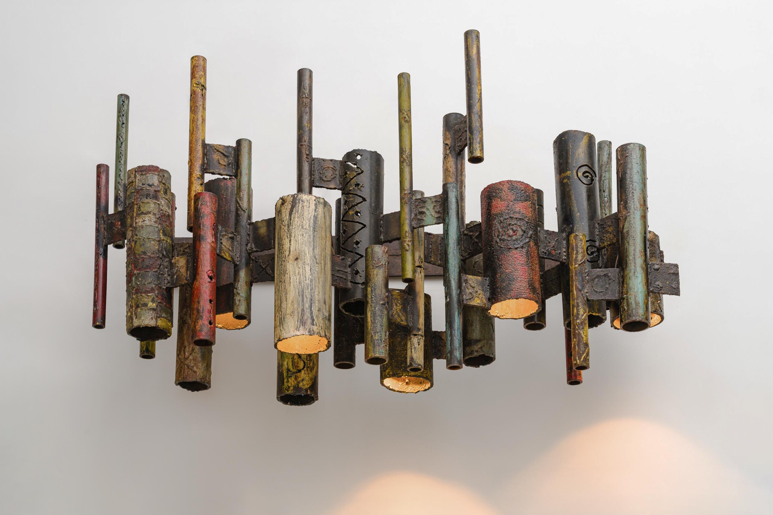 Painted Pair of Monumental Sconces For Sale