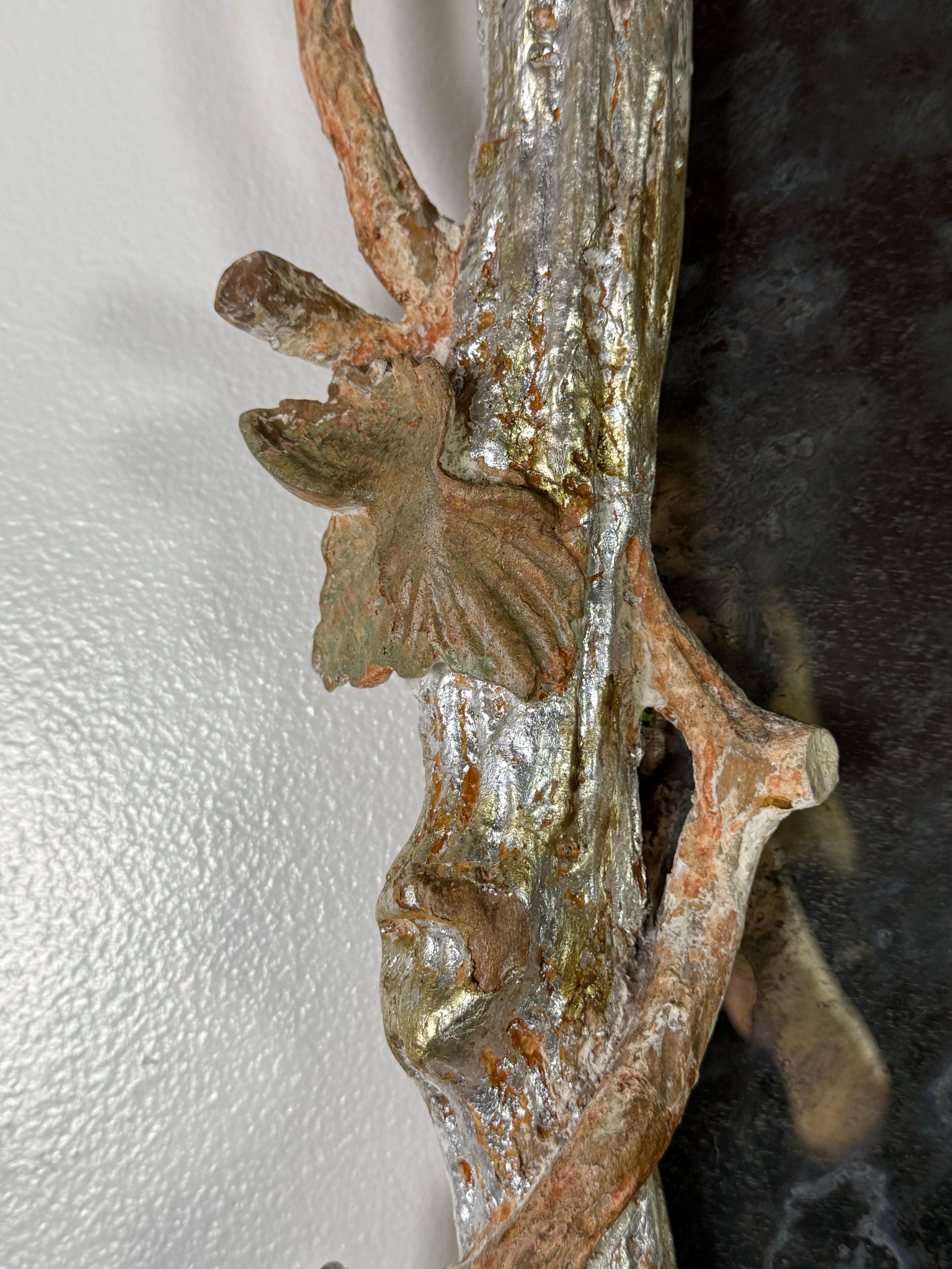 20th Century Pair of Monumental Silvered Carved Vine Mirrors For Sale