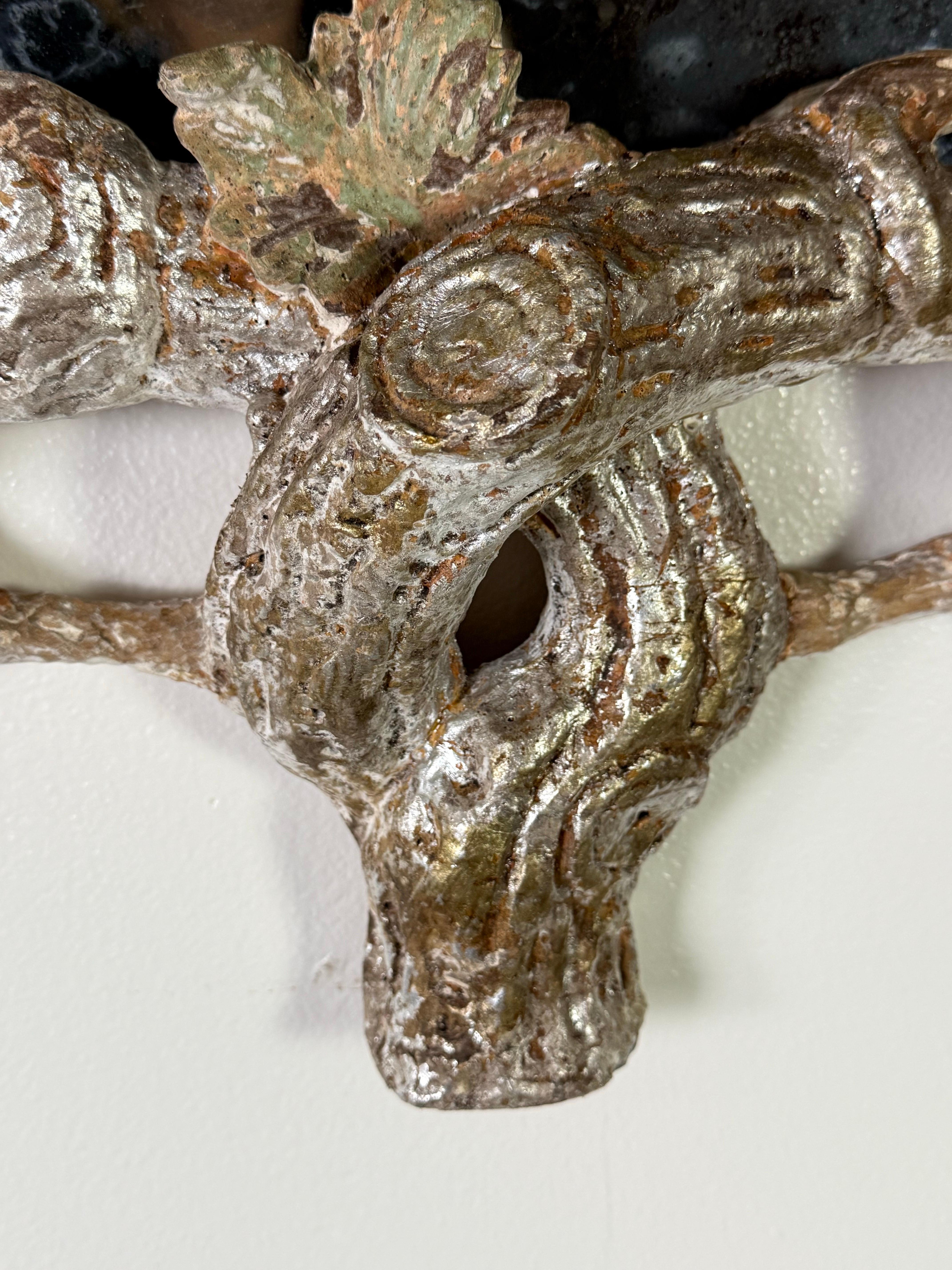 Pair of Monumental Silvered Carved Vine Mirrors For Sale 1