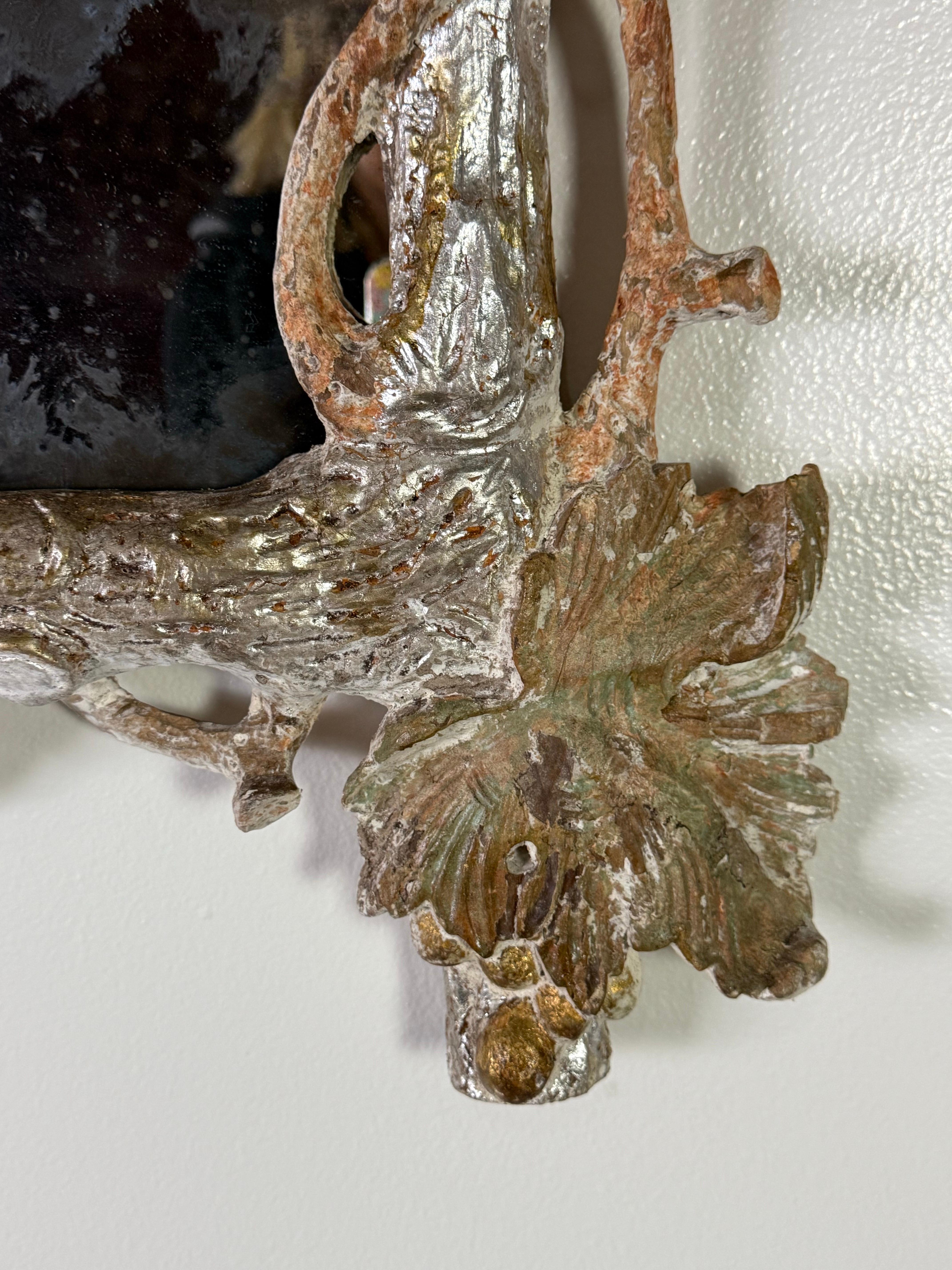 Pair of Monumental Silvered Carved Vine Mirrors For Sale 2