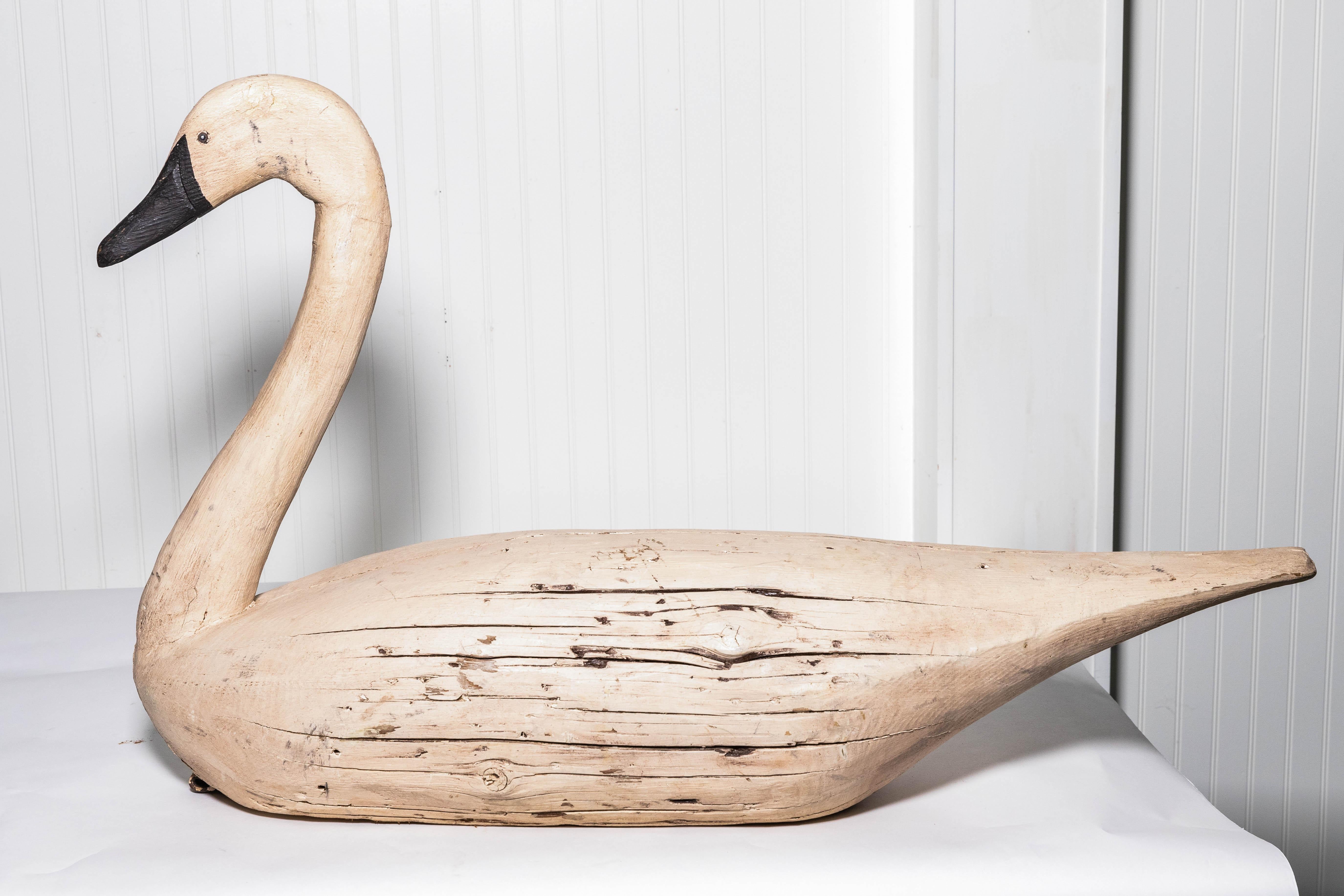 Pair of Monumental Swan Decoy's Early 1900s In Good Condition In Southampton, NY