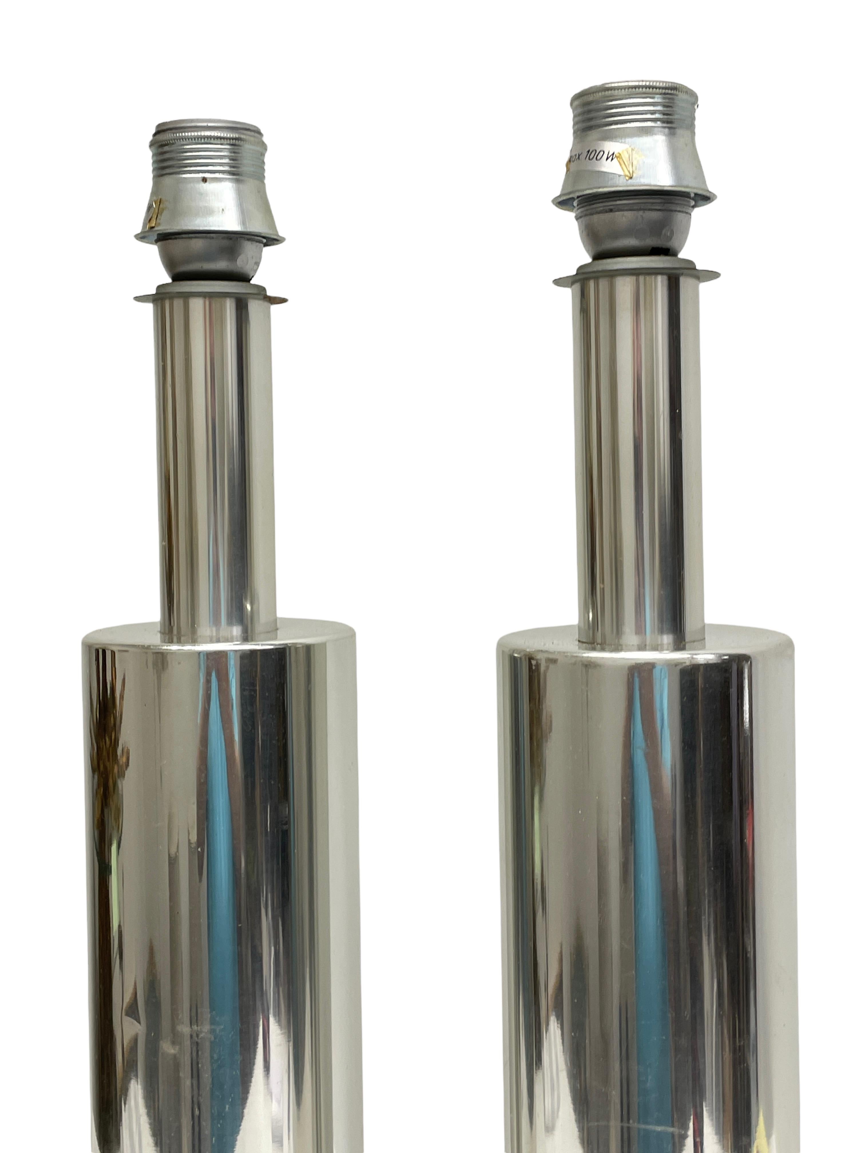 Metal Pair of Monumental Table Lamp Foots Aluminum, 1960s Doria Leuchten