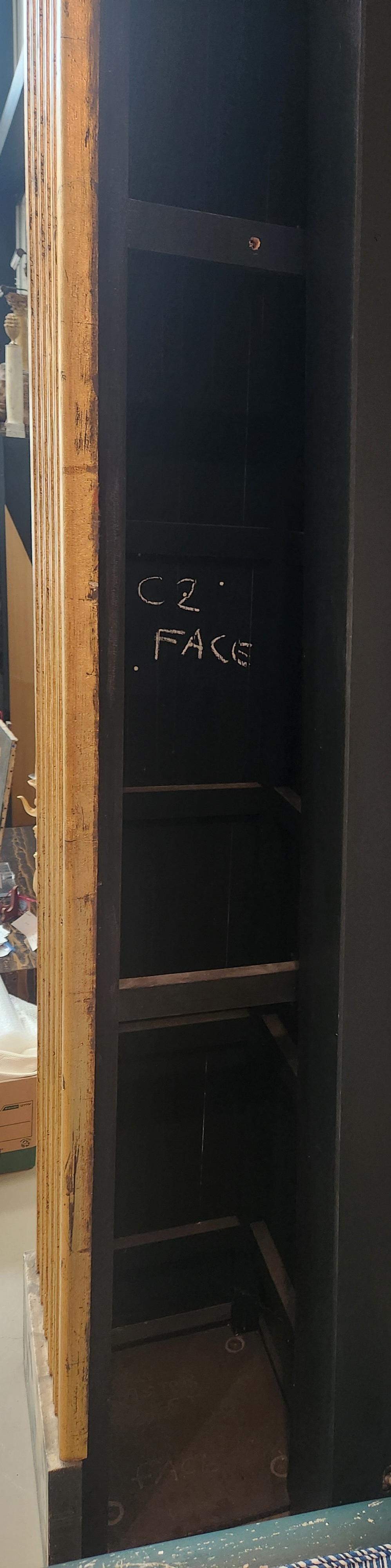 Pair of Monumental Three-Sided Giltwood Fluted Columns with Faux-Marble Bases For Sale 1