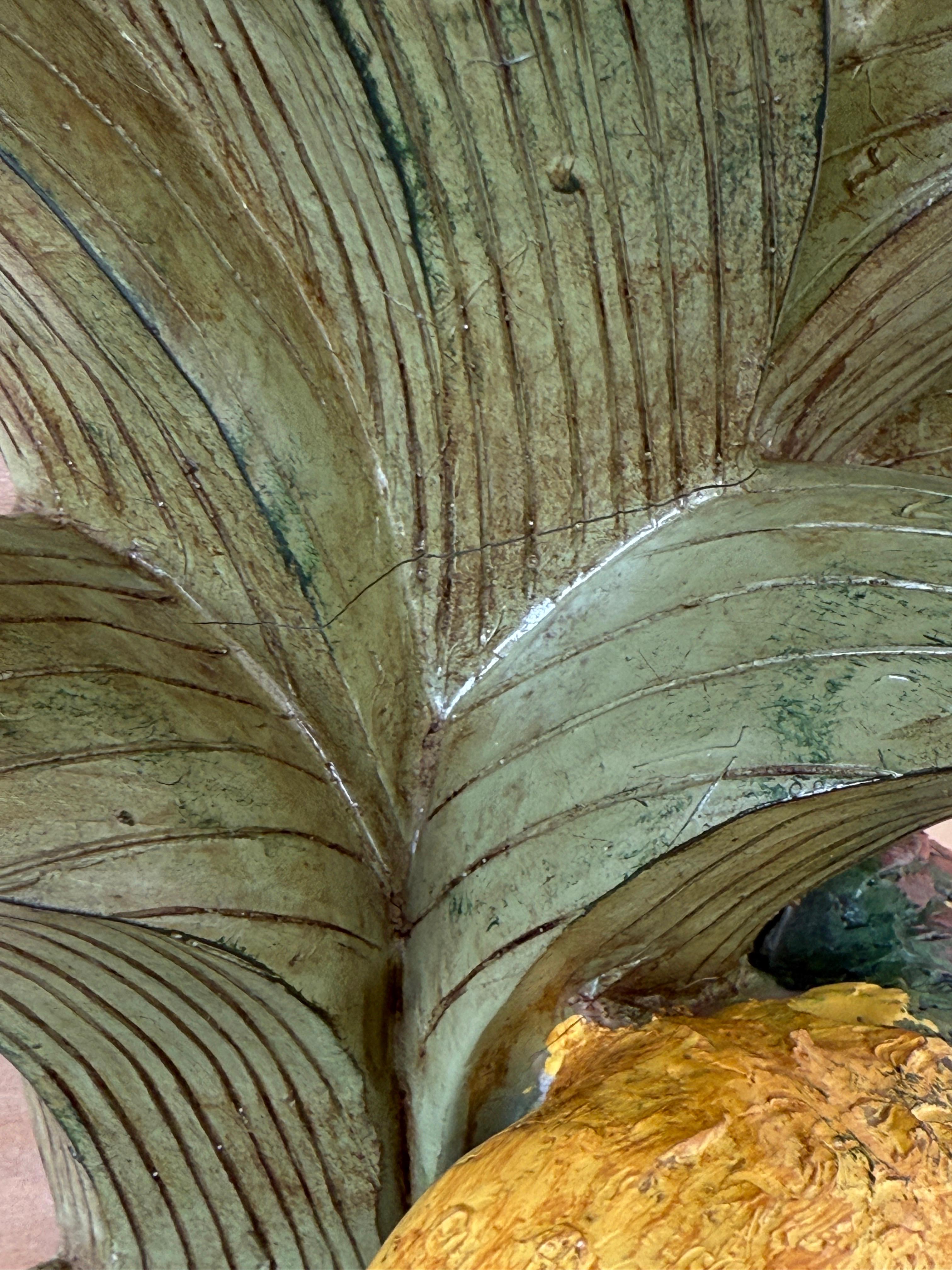 Pair of Monumental Tropical Parrot Palm Tree Wall Torchieres For Sale 3