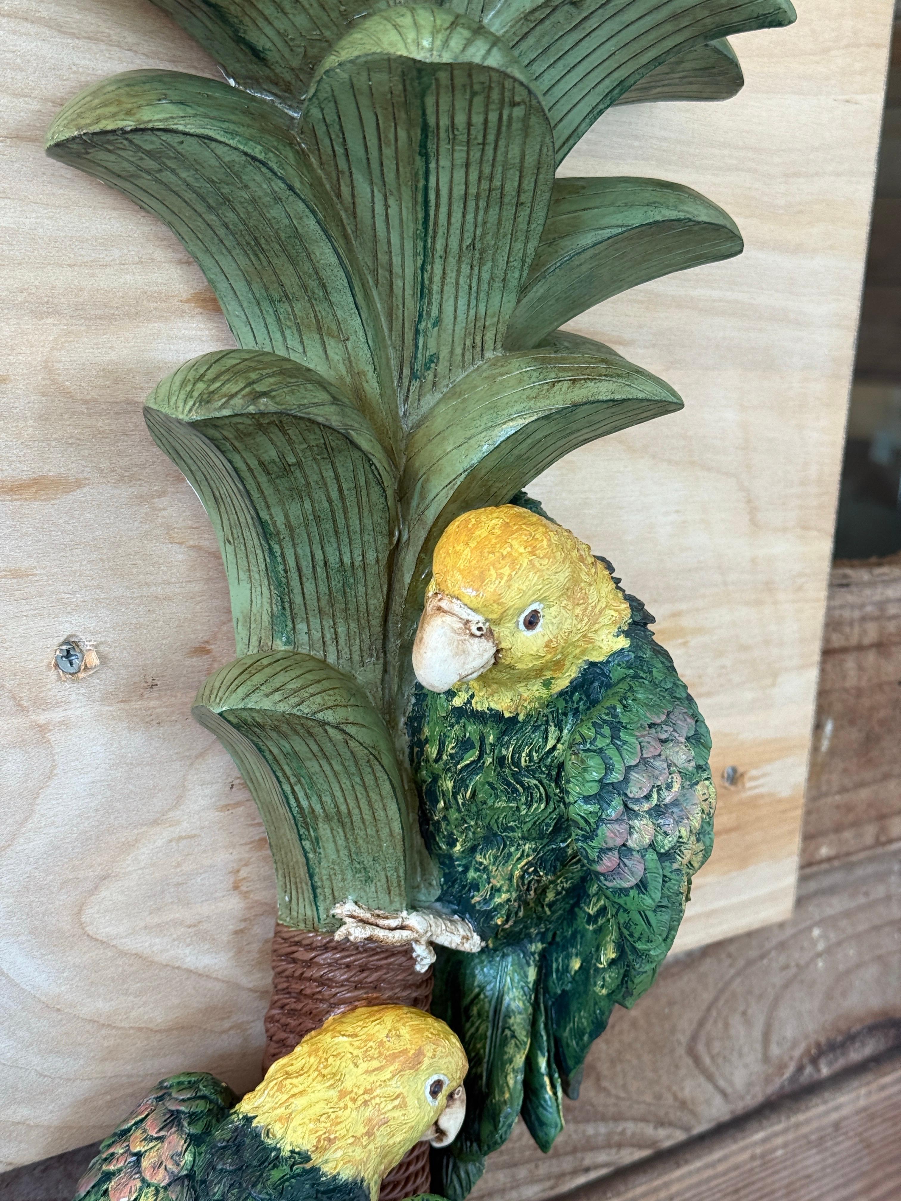 Pair of Monumental Tropical Parrot Palm Tree Wall Torchieres For Sale 4