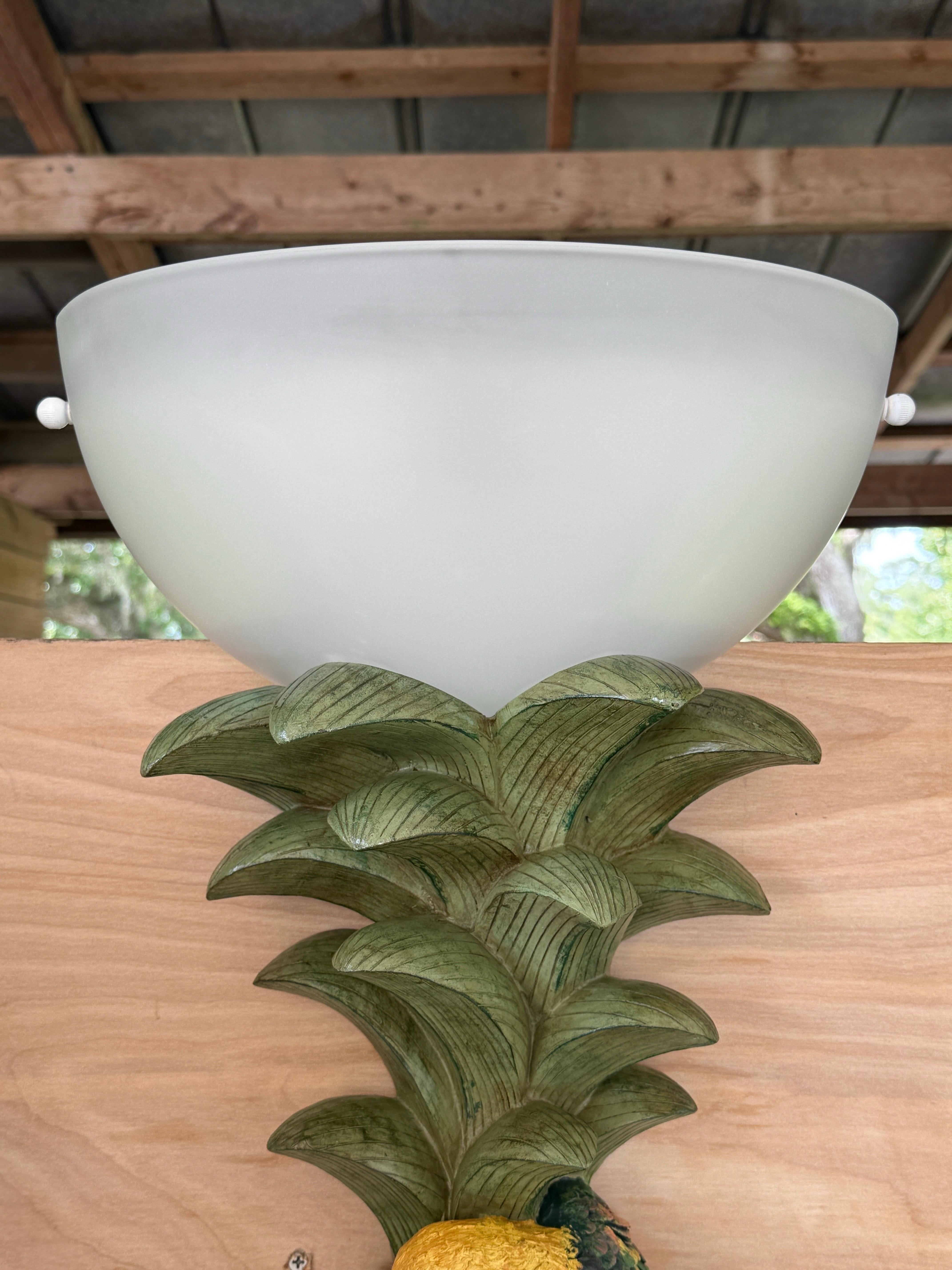 Pair of Monumental Tropical Parrot Palm Tree Wall Torchieres For Sale 9