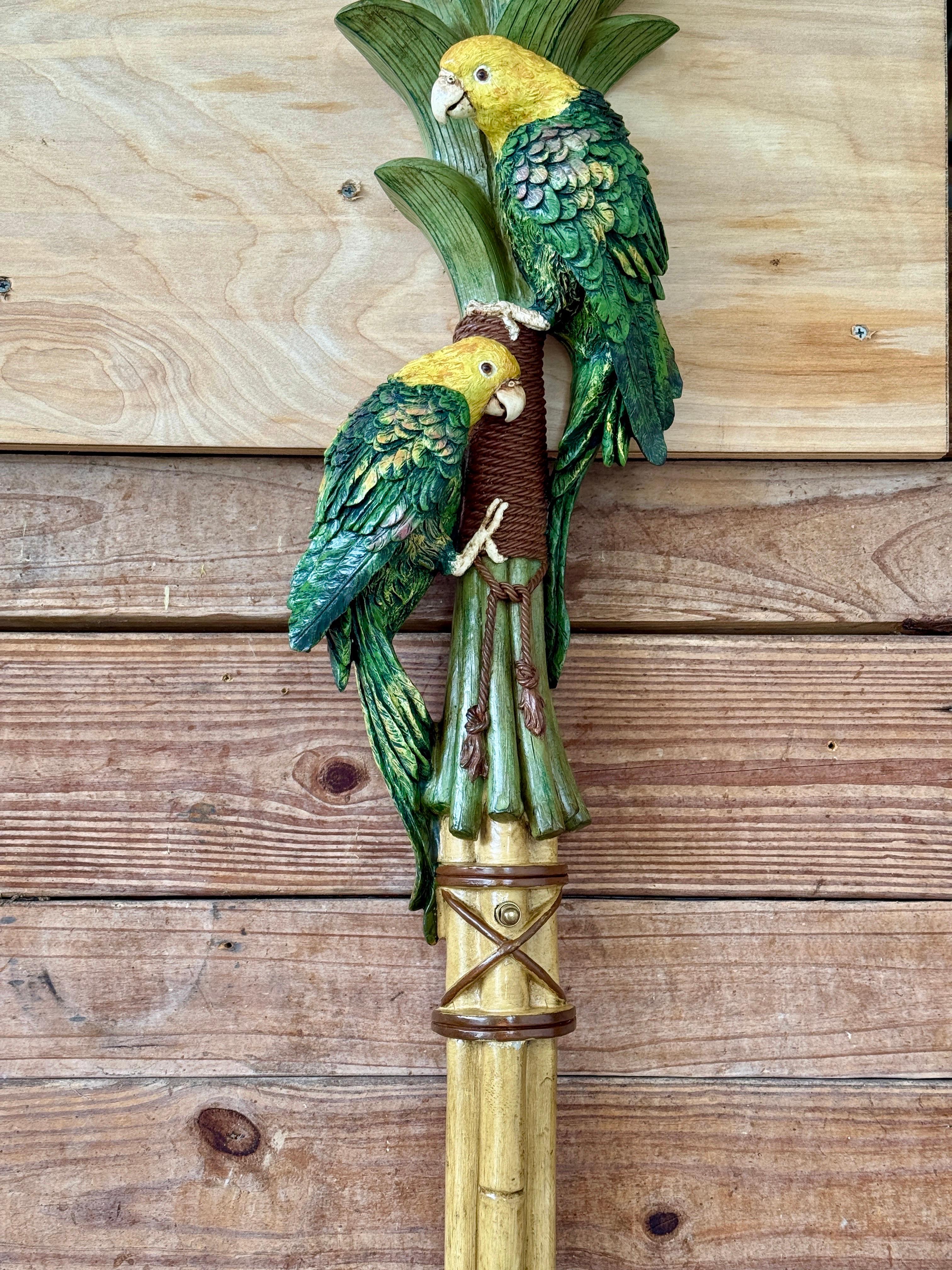 Pair of Monumental Tropical Parrot Palm Tree Wall Torchieres In Good Condition For Sale In North Fort Myers, FL