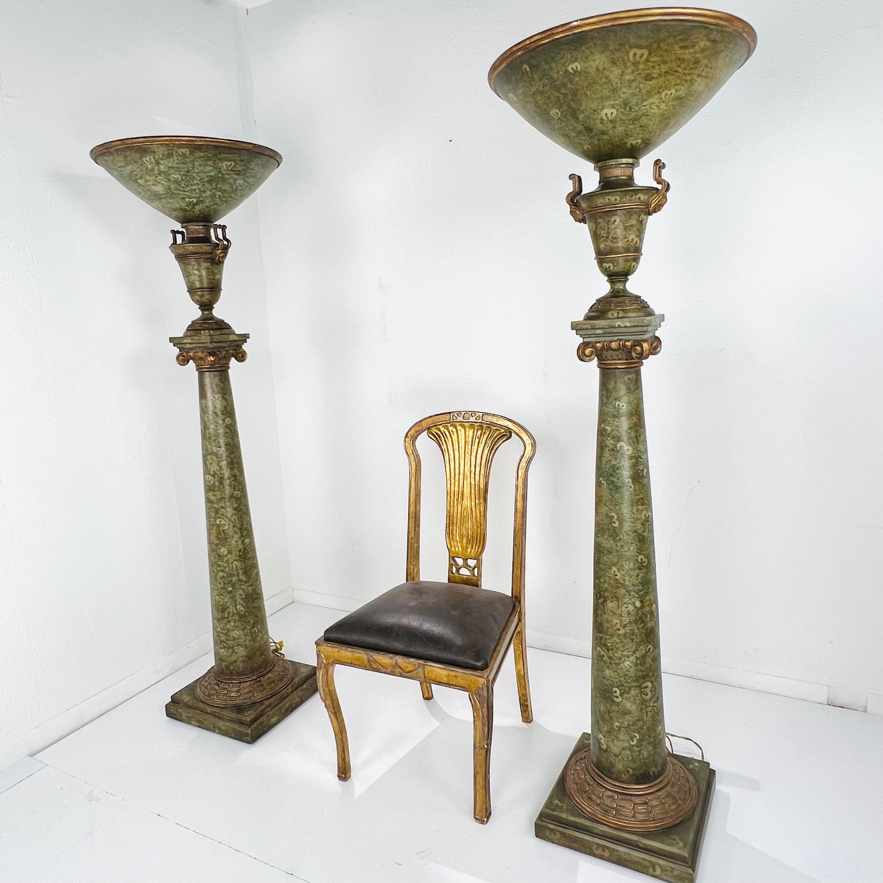 European Pair of Monumental Venetian Torchiere Floor Lamps For Sale