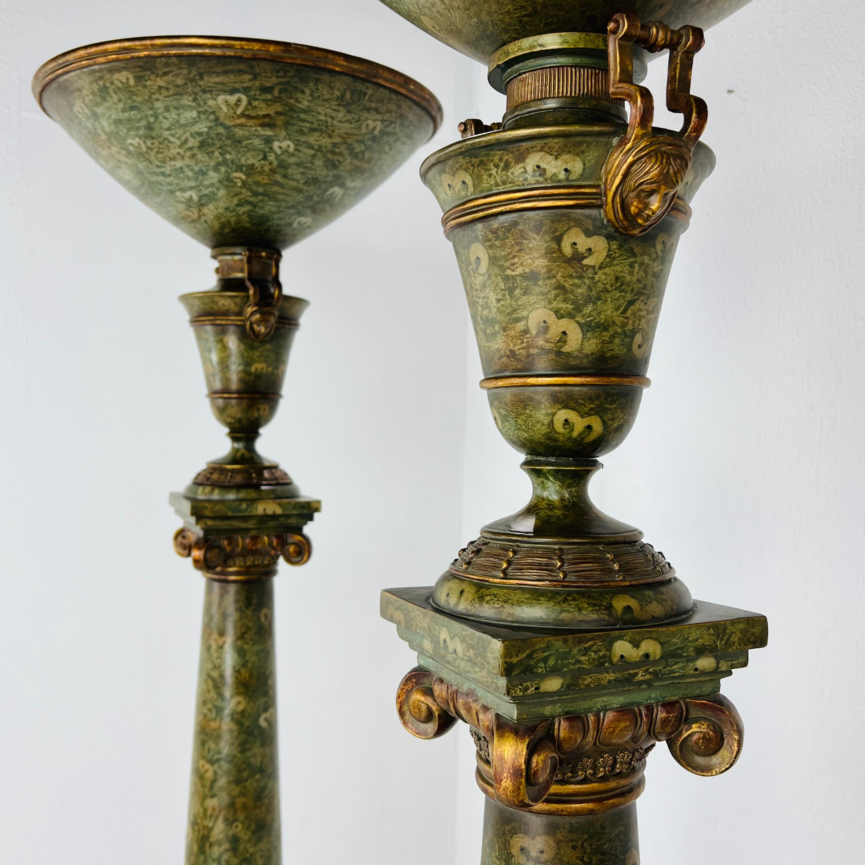 Pair of Monumental Venetian Torchiere Floor Lamps In Good Condition For Sale In Dallas, TX
