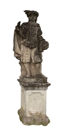 Pair of Monumental Vicenza Stone Garden Statues, Italy, 19th Century