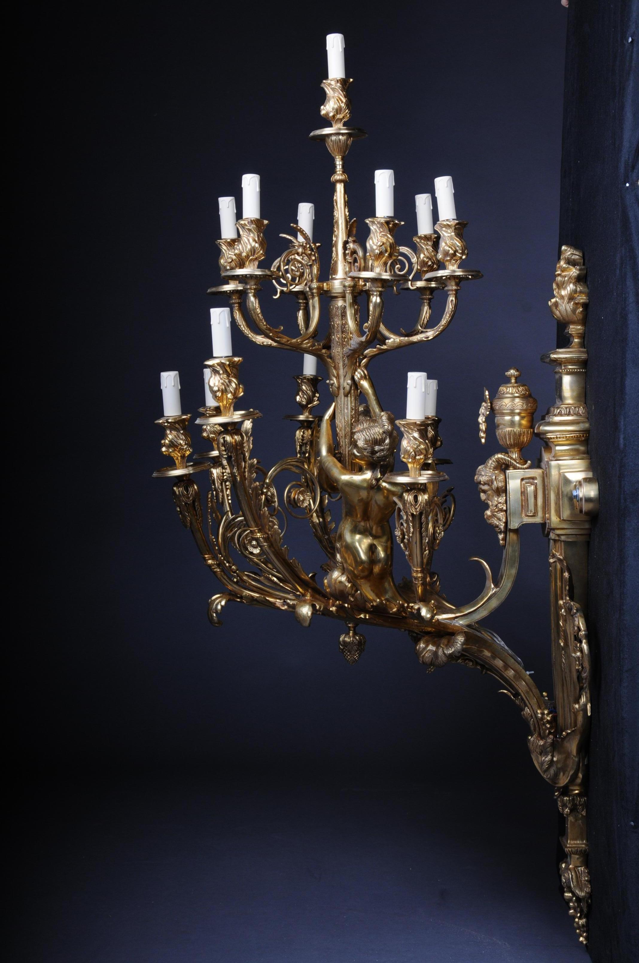 Gilt Pair of Monumental Wall Appliques Napoleon III After J.-B. Klagmann For Sale