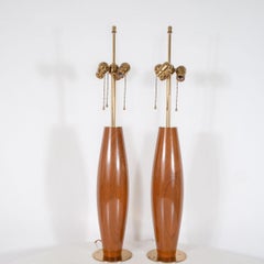 Pair of walnut table lamps for Hansen