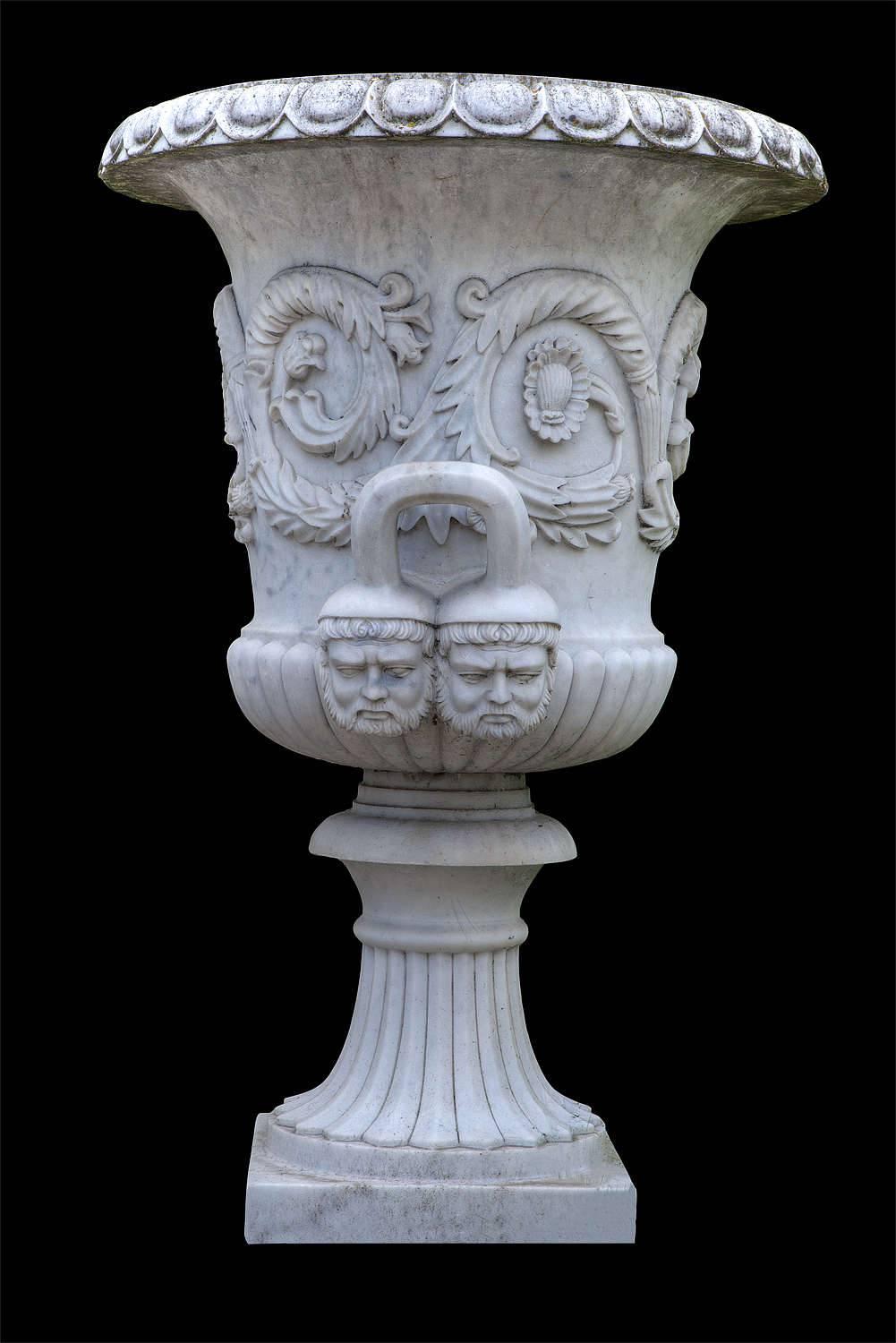 20th Century Pair of Monumental White Marble Vases