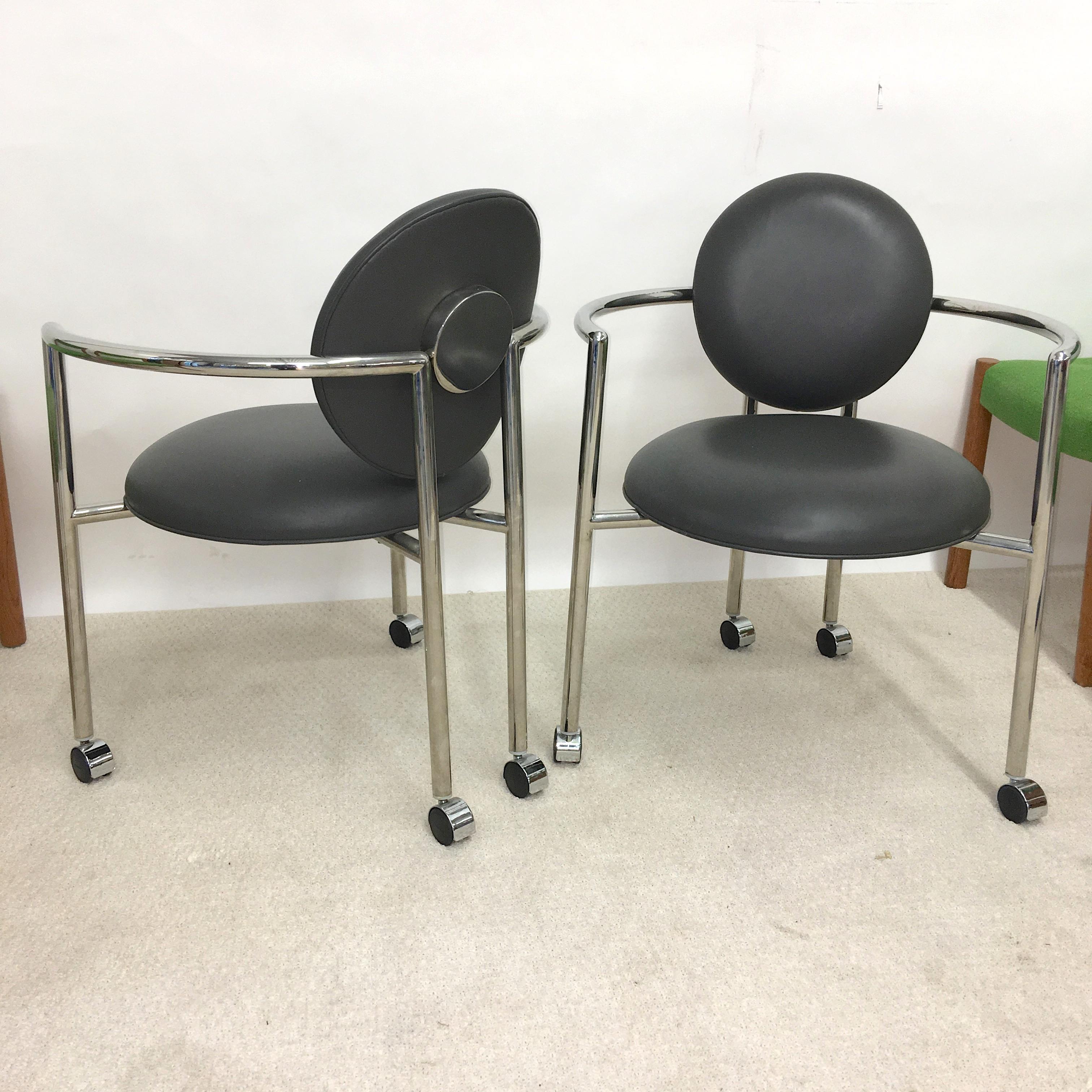 Pair of Moon Chairs by Stanley Jay Friedman for Brueton (Leder)