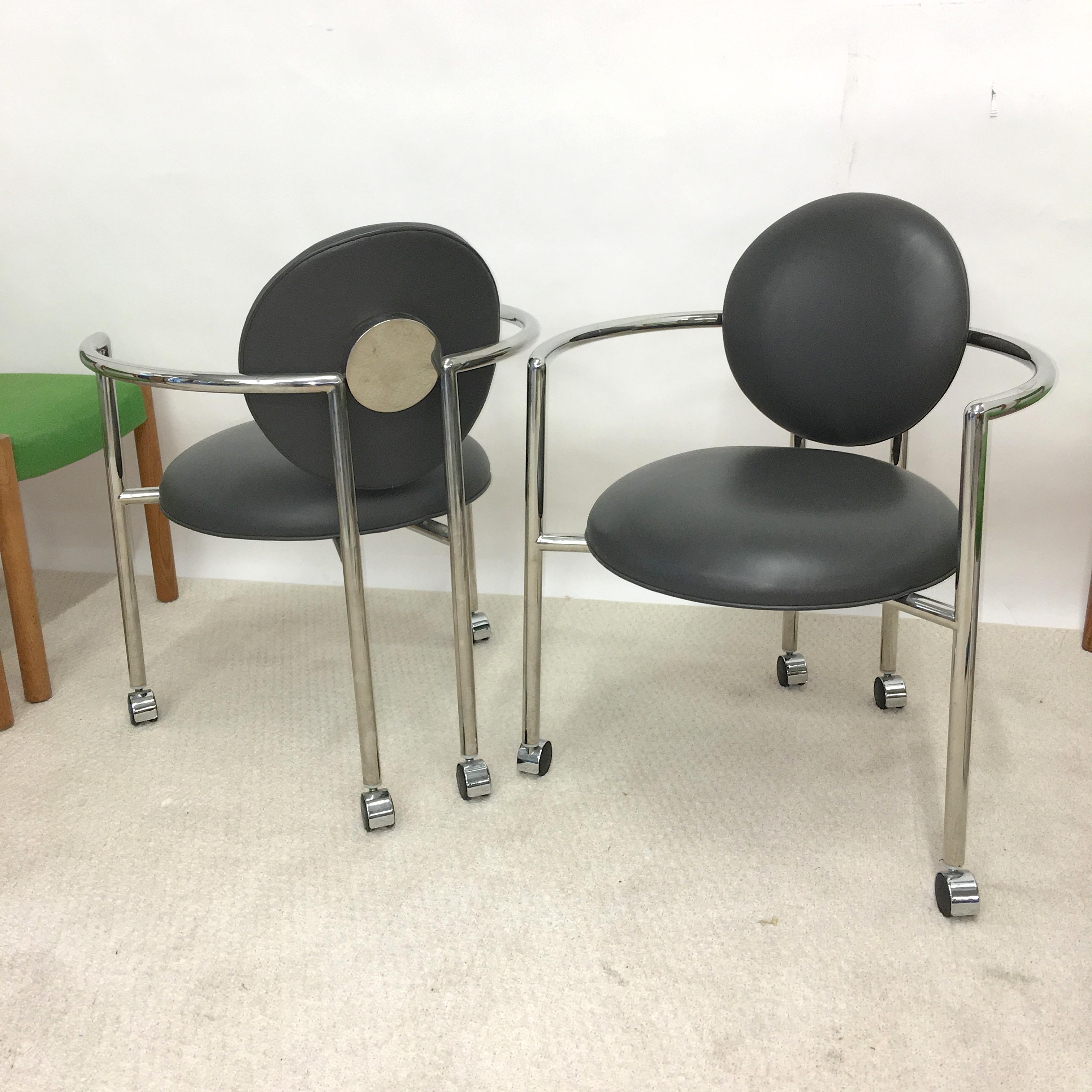 Leather Pair of Moon Chairs by Stanley Jay Friedman for Brueton