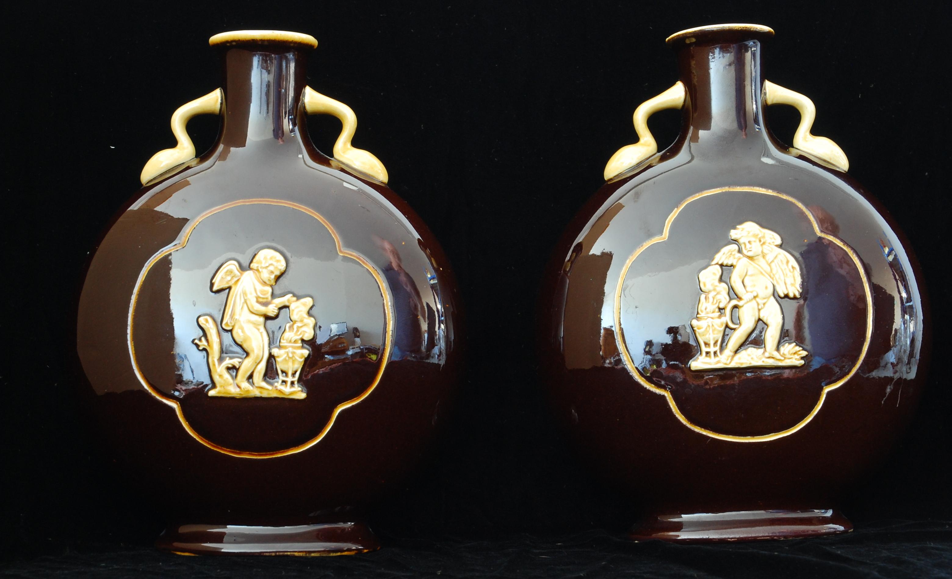 English Pair of Moon-Flask Shaped Vases, Minton C1880 For Sale