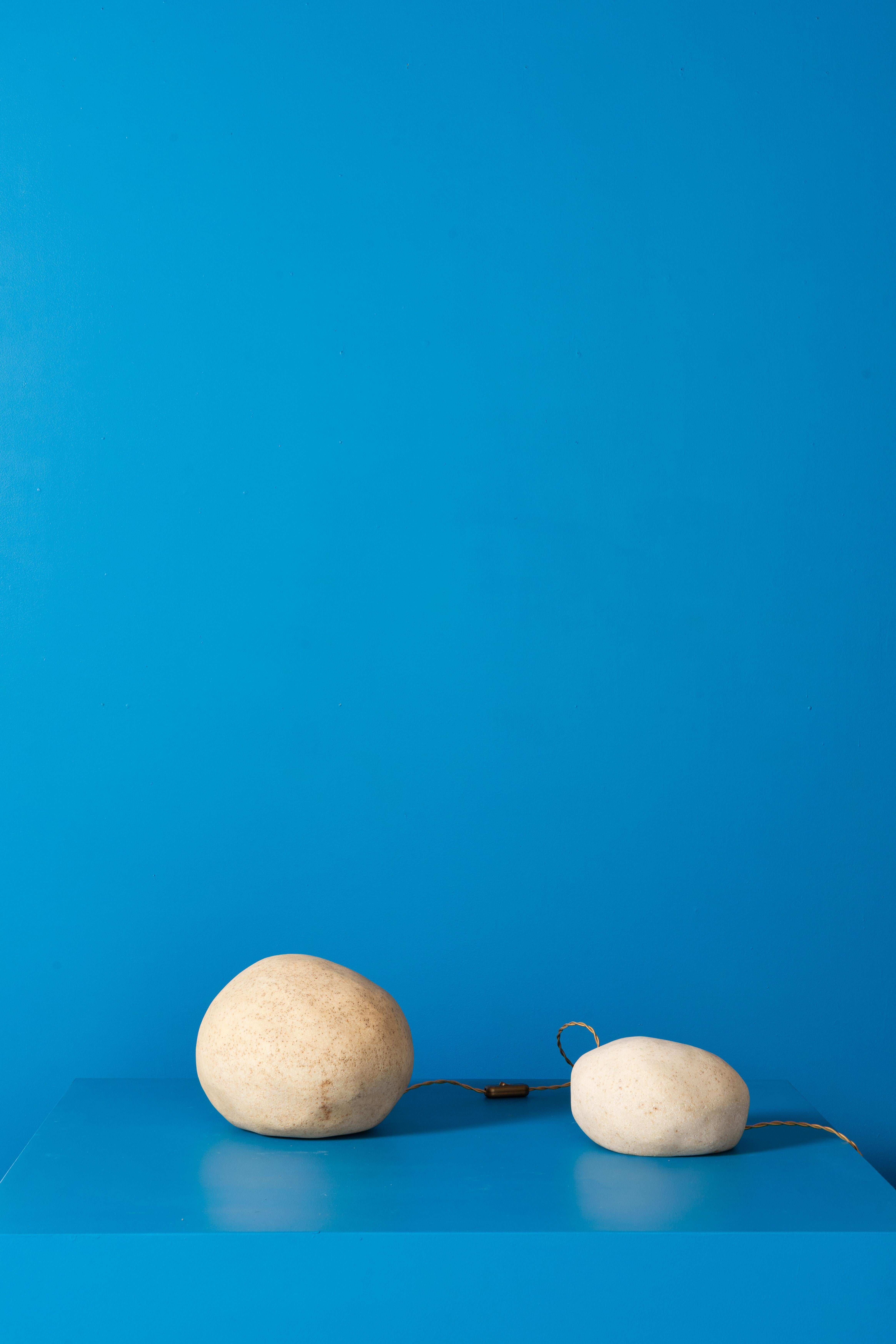 Metà XX secolo Pair of Moon Rock Lamps by Andre Cazenave in vendita