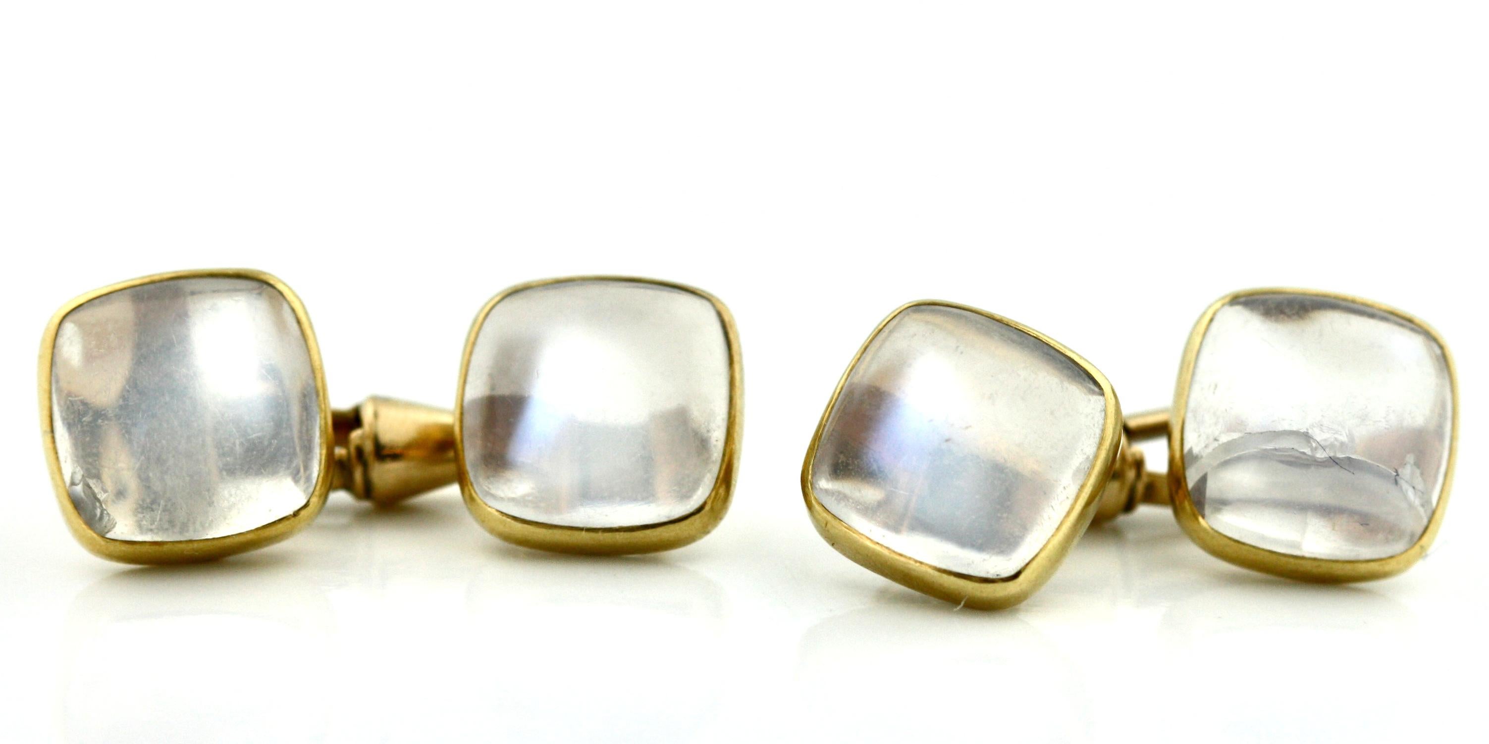 Pair of Moon Stone Cufflinks For Sale 1