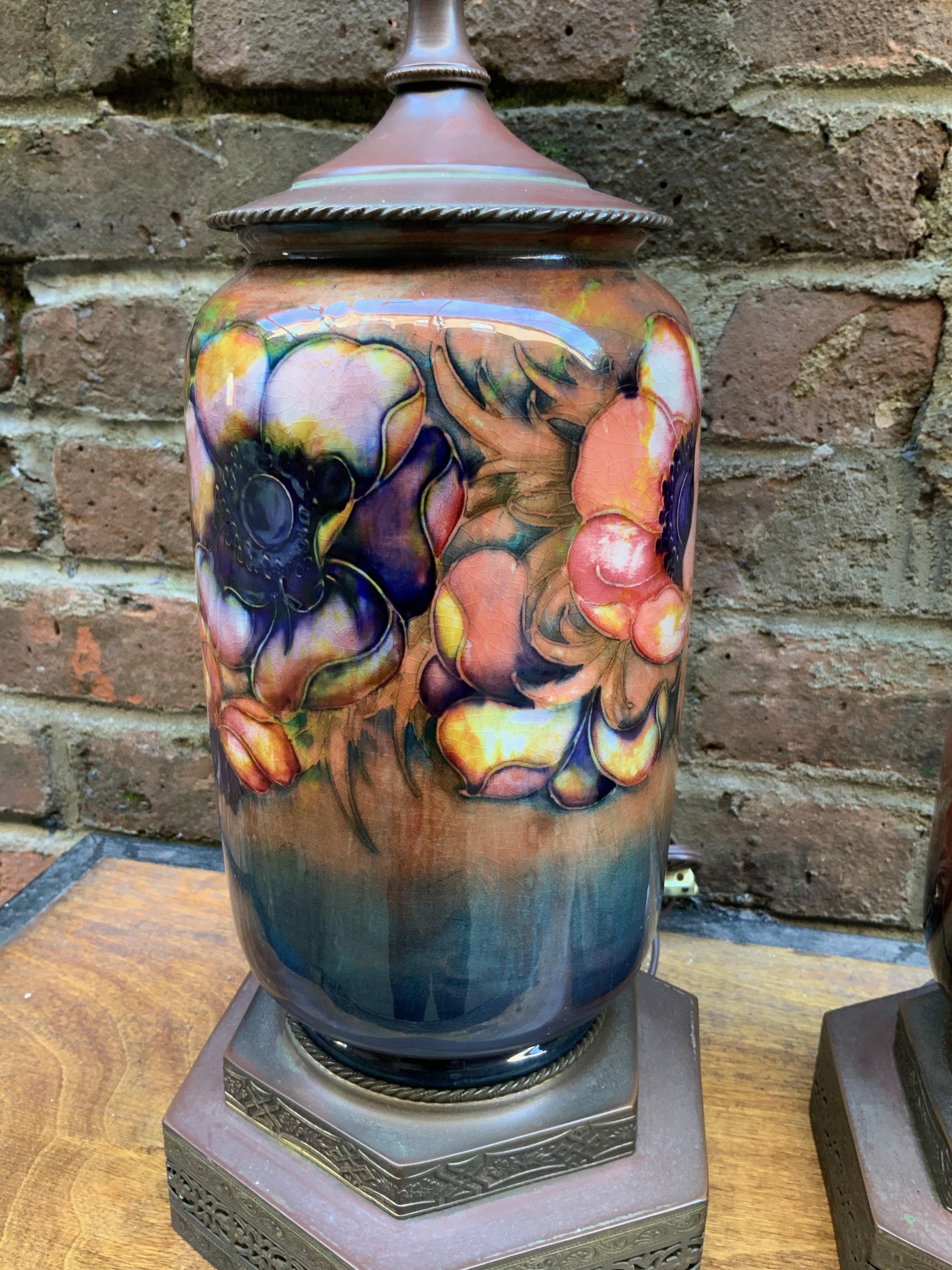 Pair of Moorcroft English Art Pottery Lamps 4