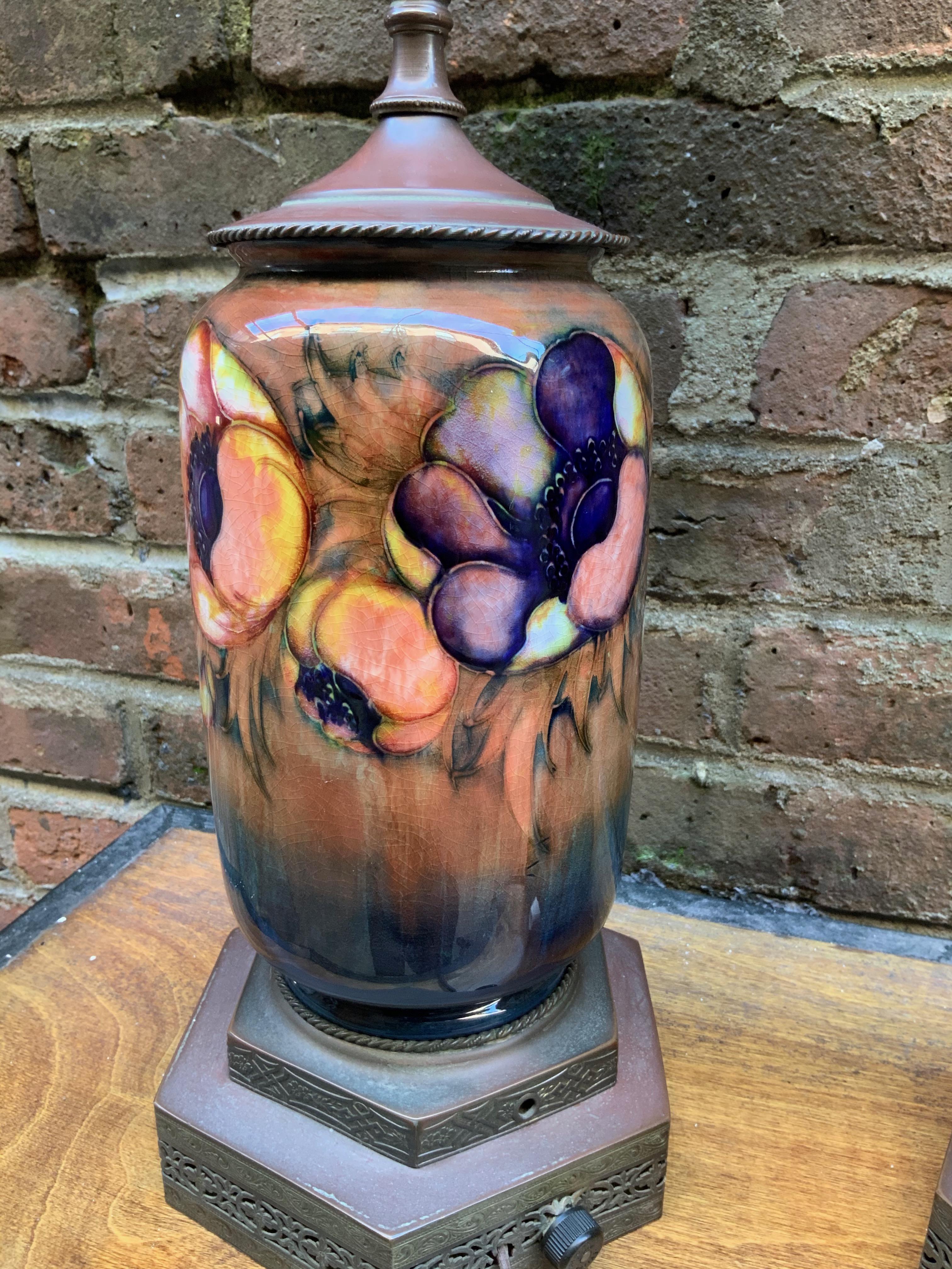 Pair of Moorcroft English Art Pottery Lamps 6