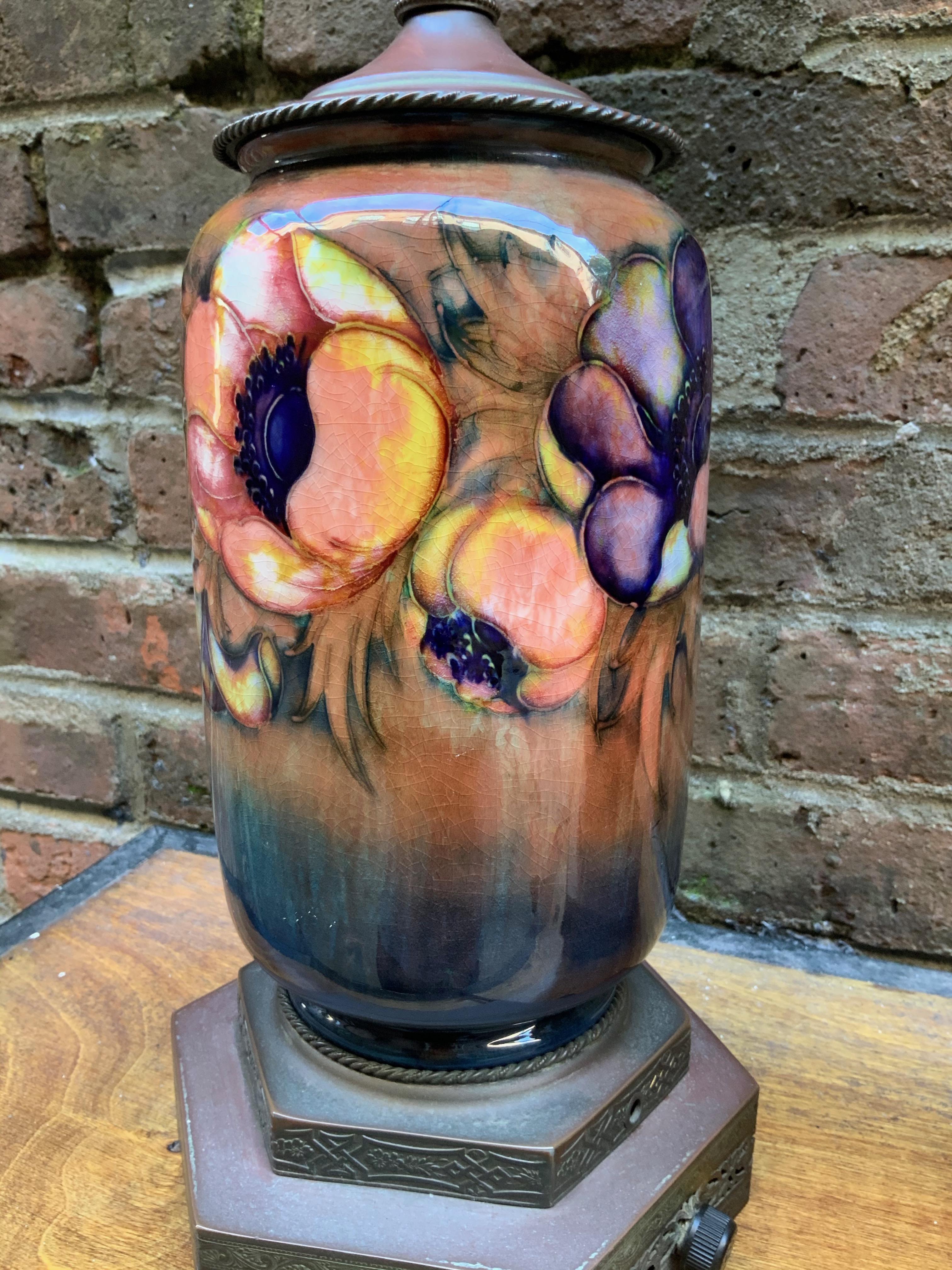 Ceramic Pair of Moorcroft English Art Pottery Lamps