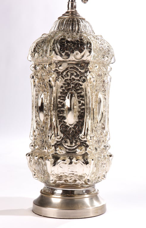 Mid-Century Modern Pair of 1970's Moorish Design Mercury Glass Lamps