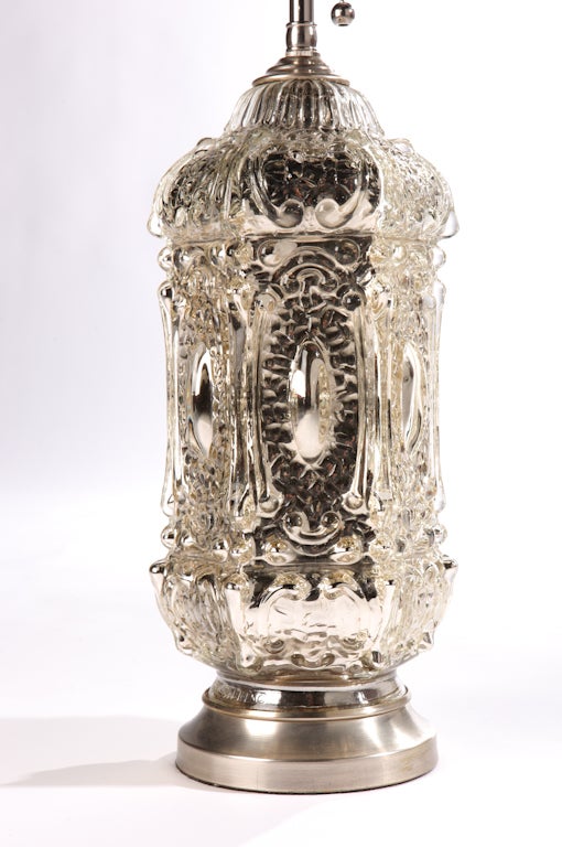 American Pair of 1970's Moorish Design Mercury Glass Lamps