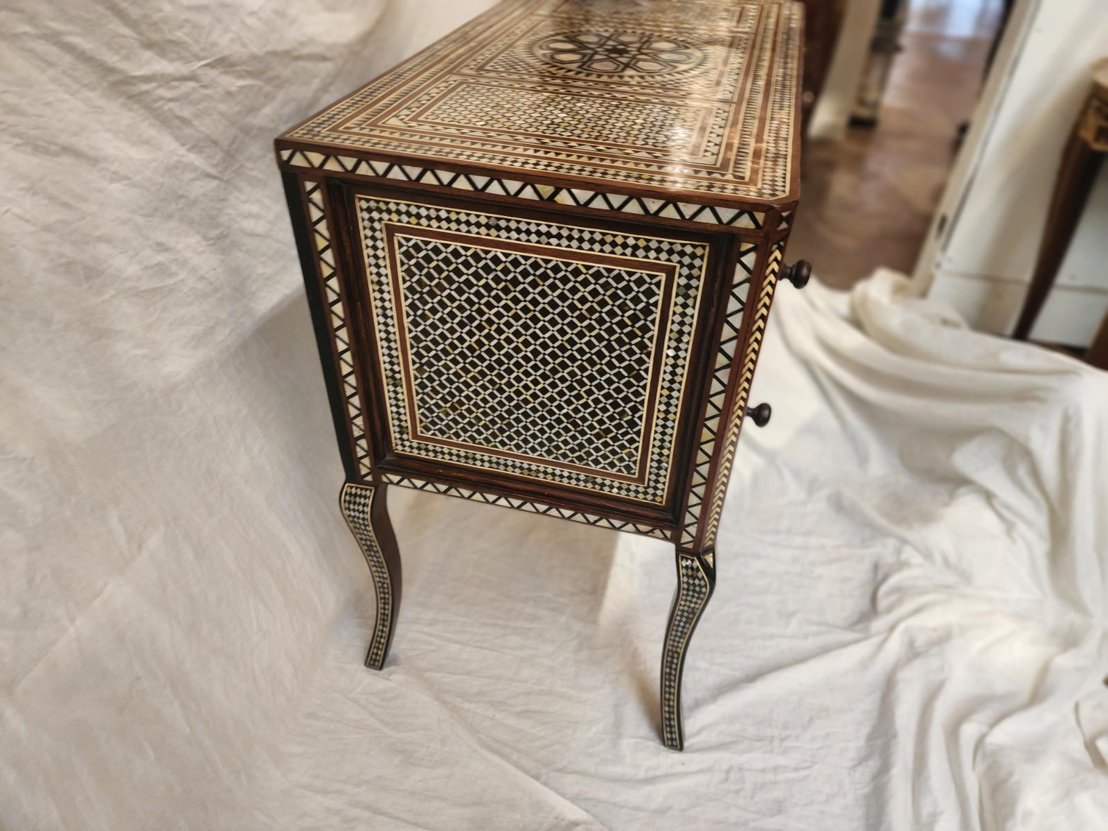 Wood Pair of Moorish Inlaid Commodes  For Sale