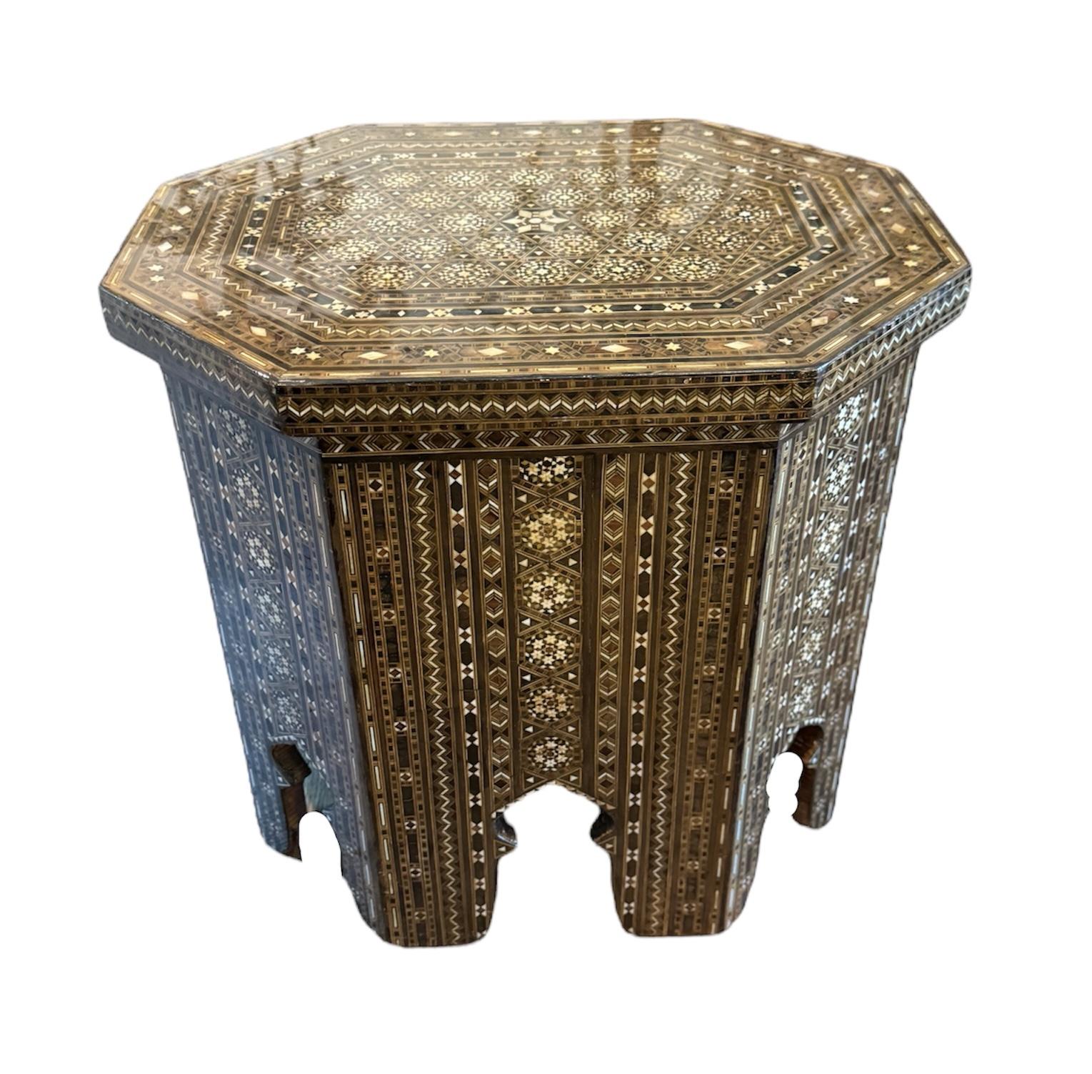 Inlay Pair of Moorish Inlaid Marquetry Tables