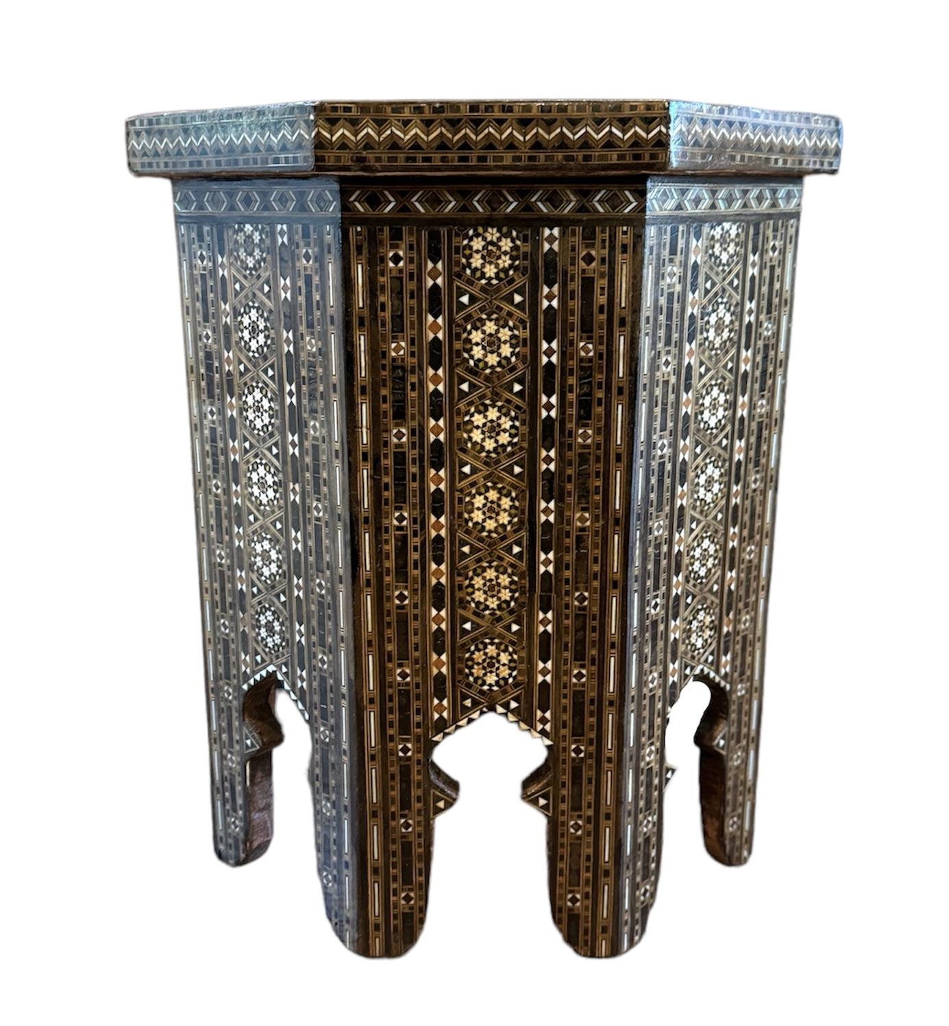20th Century Pair of Moorish Inlaid Marquetry Tables