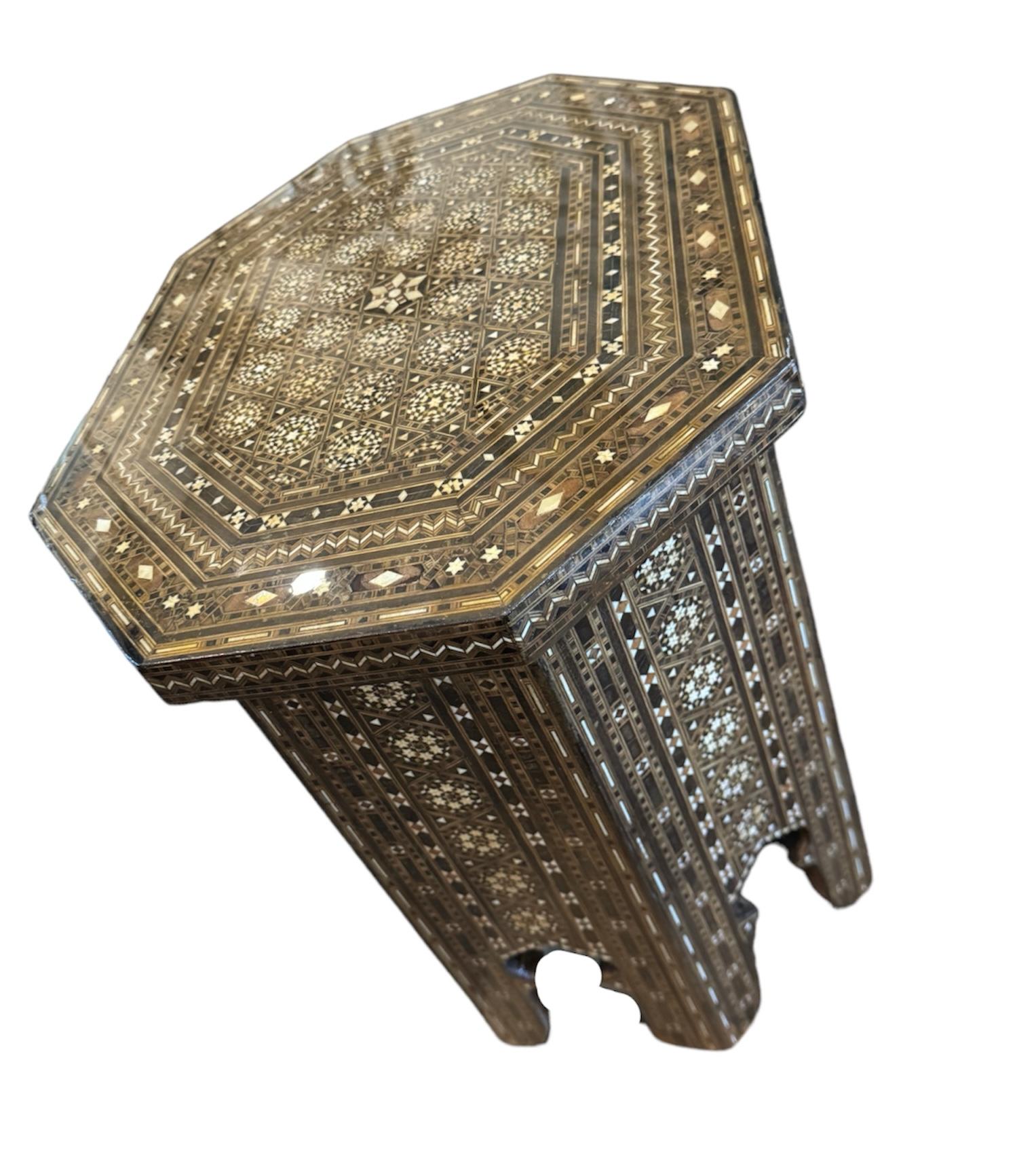 Shell Pair of Moorish Inlaid Marquetry Tables