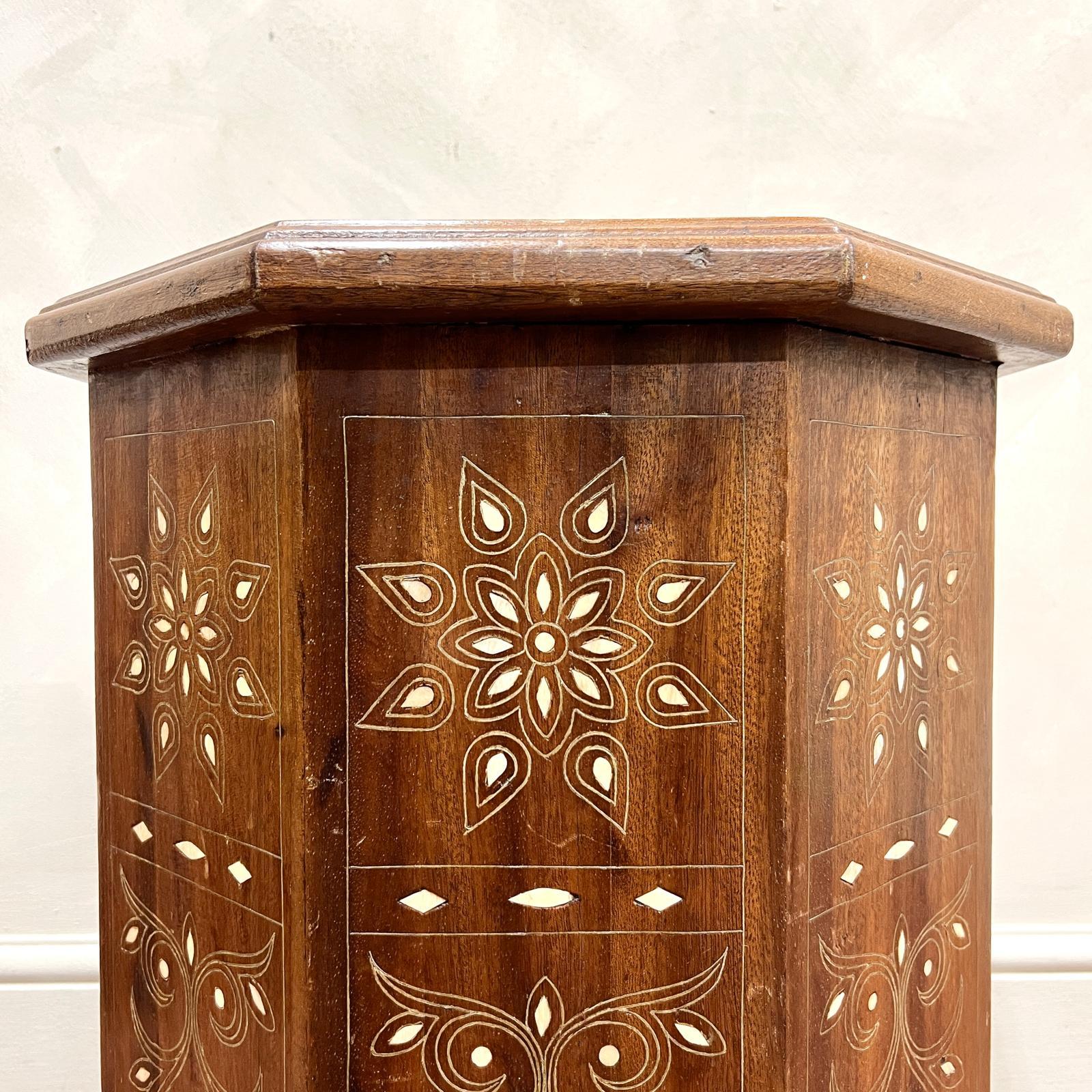 Hand-Carved Pair of Moorish Inlaid Tables