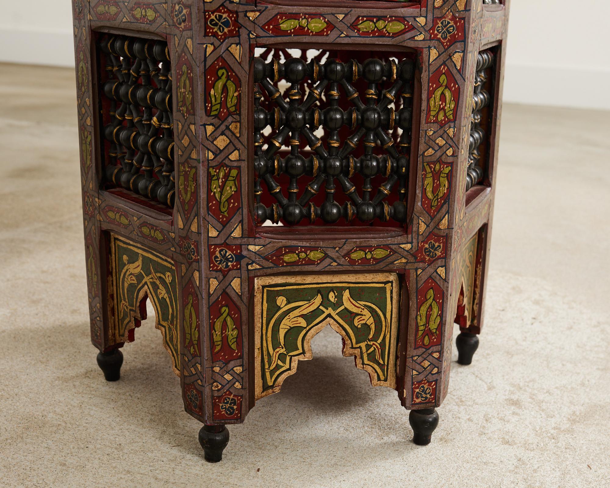 Pair of Moorish Middle Eastern Hexagonal Polychrome Drink Tables 7