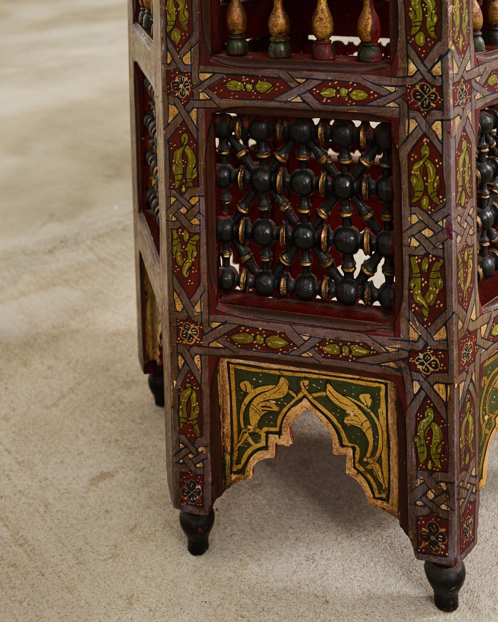Pair of Moorish Middle Eastern Hexagonal Polychrome Drink Tables 9