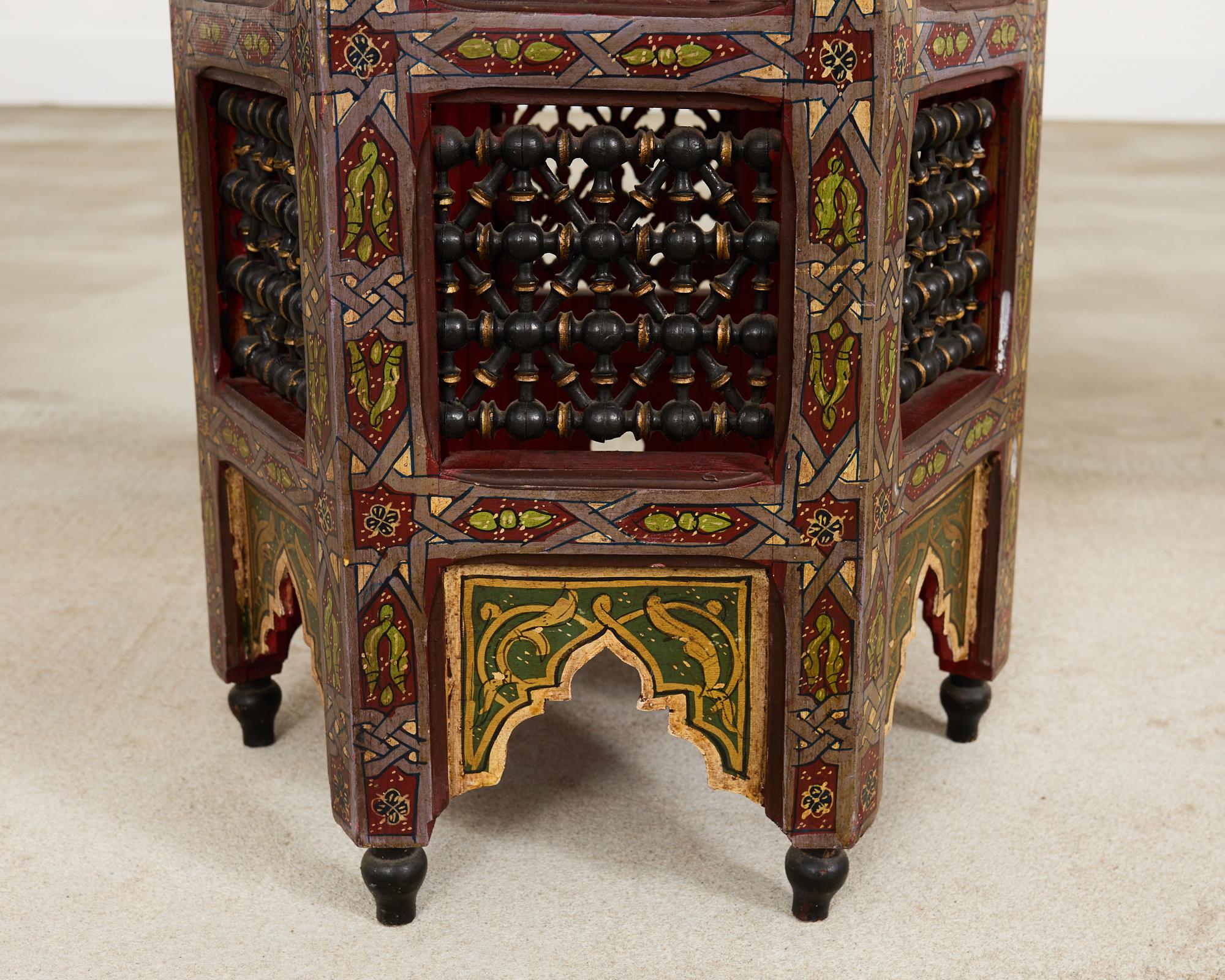 Pair of Moorish Middle Eastern Hexagonal Polychrome Drink Tables 2