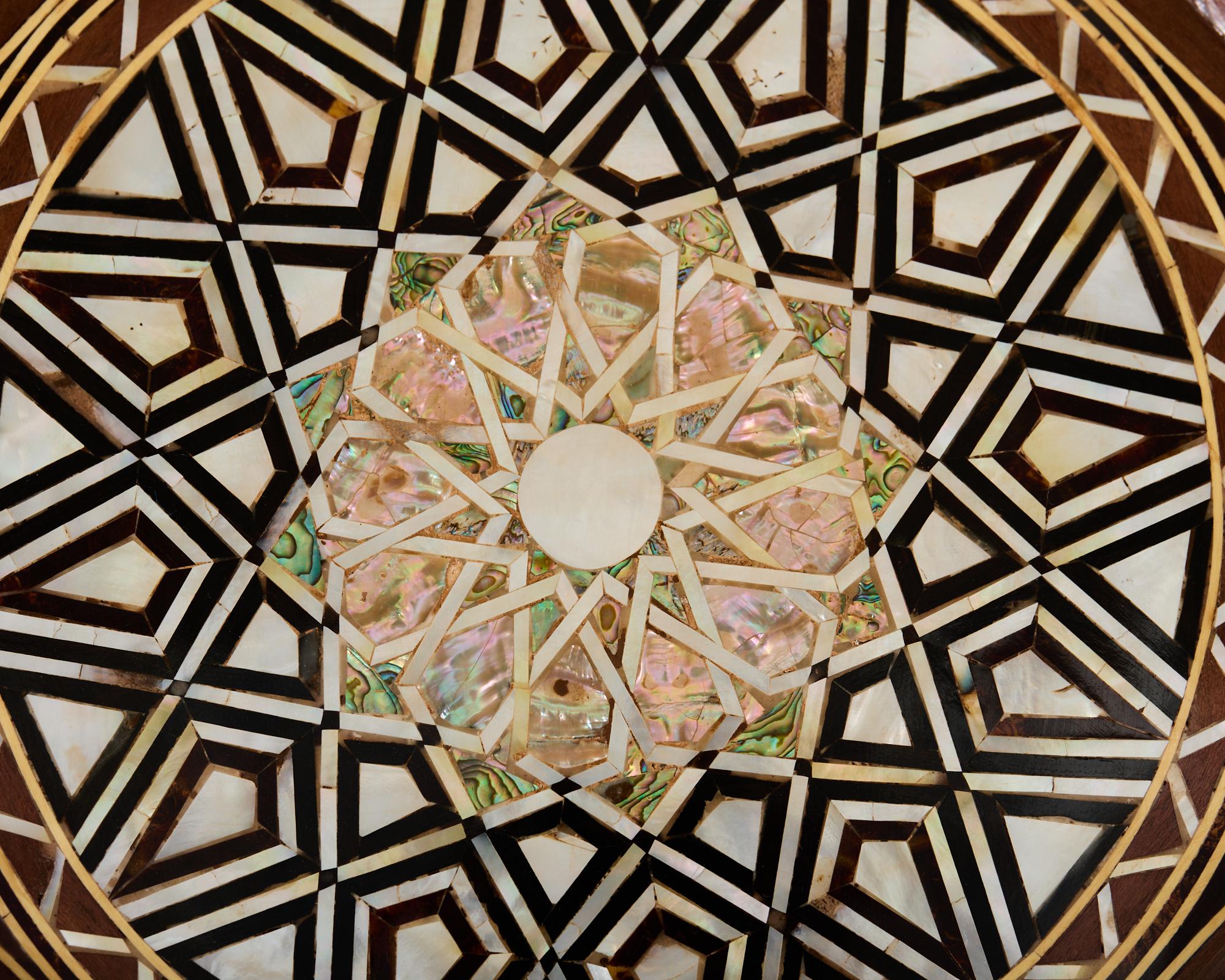 Pair of Moorish Middle Eastern Octagonal Drink Tables Mosaic Inlay 4