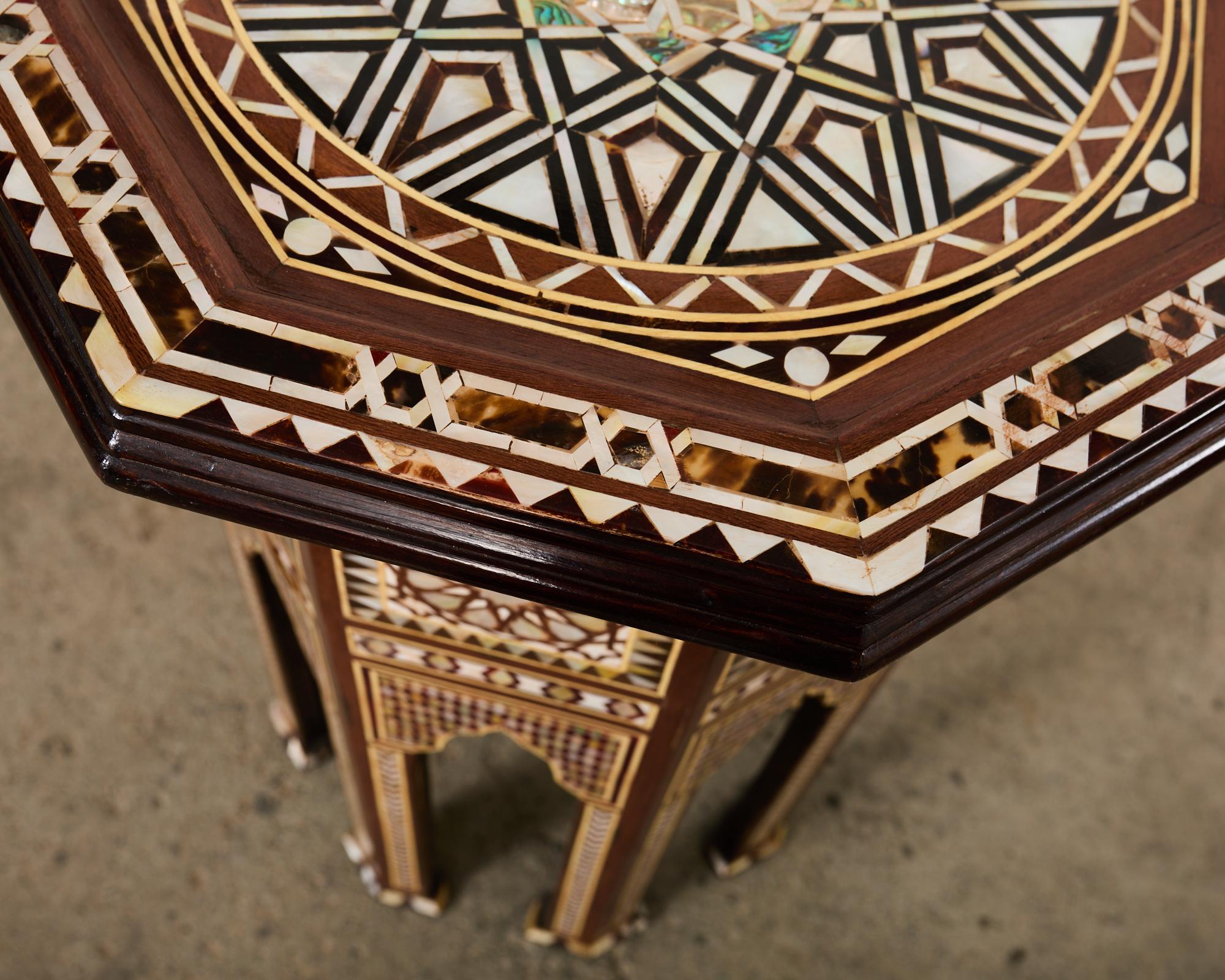 Pair of Moorish Middle Eastern Octagonal Drink Tables Mosaic Inlay 6